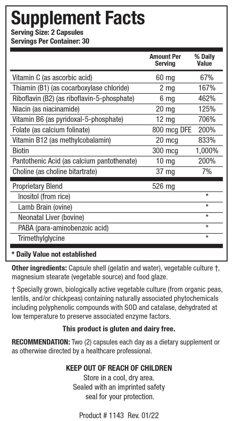 Biotics Research Bio GGG B B Complex Capsules, 60 Count