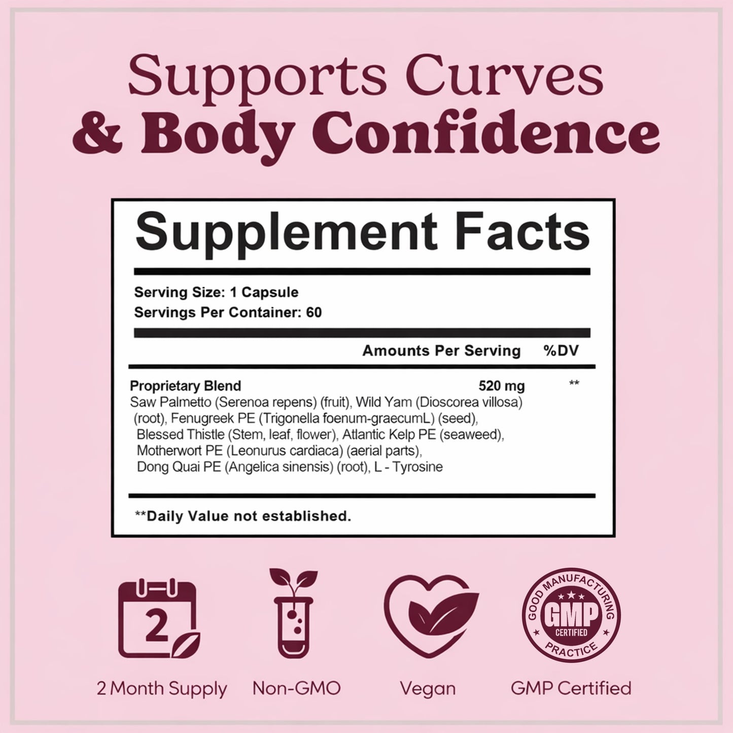 Pretty Privates Butt Enhancer Supplement Capsule, 60 Count