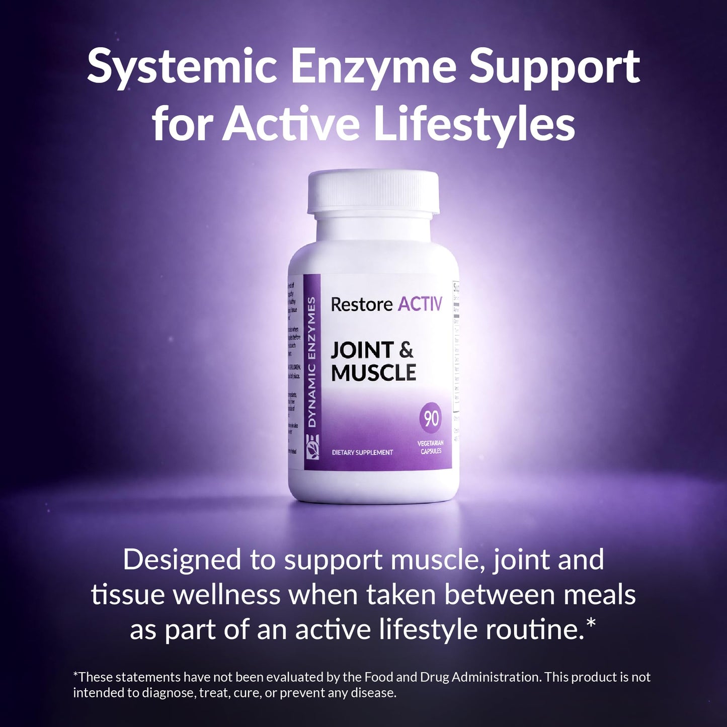 Dynamic Enzymes Restore ACTIV Systemic Enzymes with Serrapeptase 90,000 SPU & Nattokinase 400 FU – Protease Blend for Muscle, Joint & Tissue Support – Capsules, 90 Count