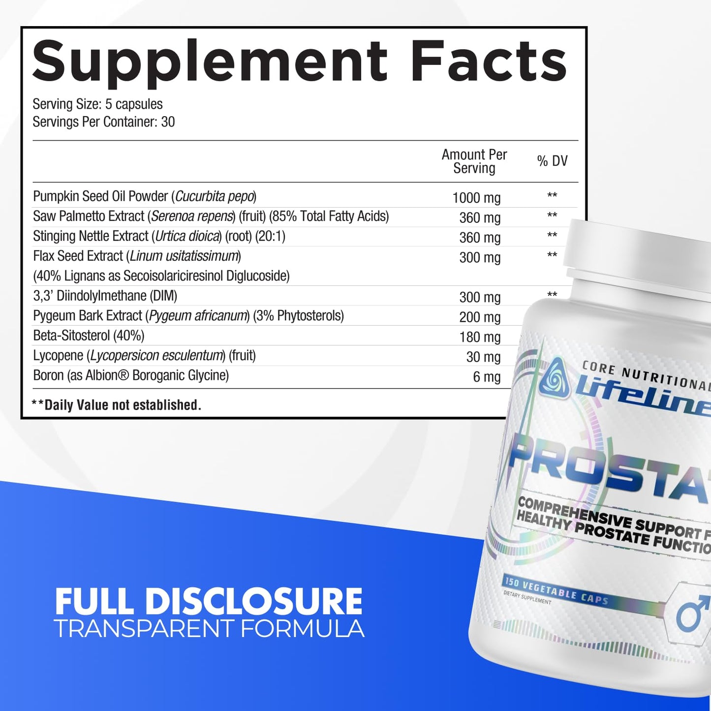 Core Nutritionals Lifeline Prostate Supplement 149 Capsules