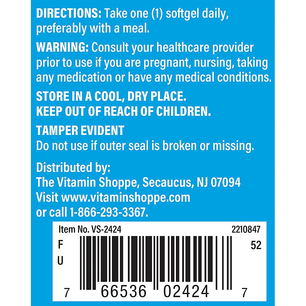 The Vitamin Shoppe Vitamin D3 10,000 IU Softgel, 100 Softgels