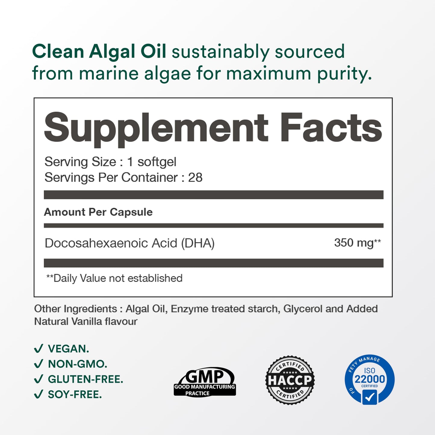 ORIGINS NUTRA DHA Algal Oil 350mg Softgels, 28 Count
