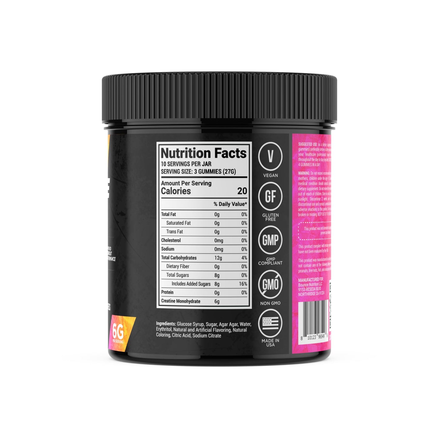 Bounce Pro Creatine Monohydrate Gummies, 30 Count