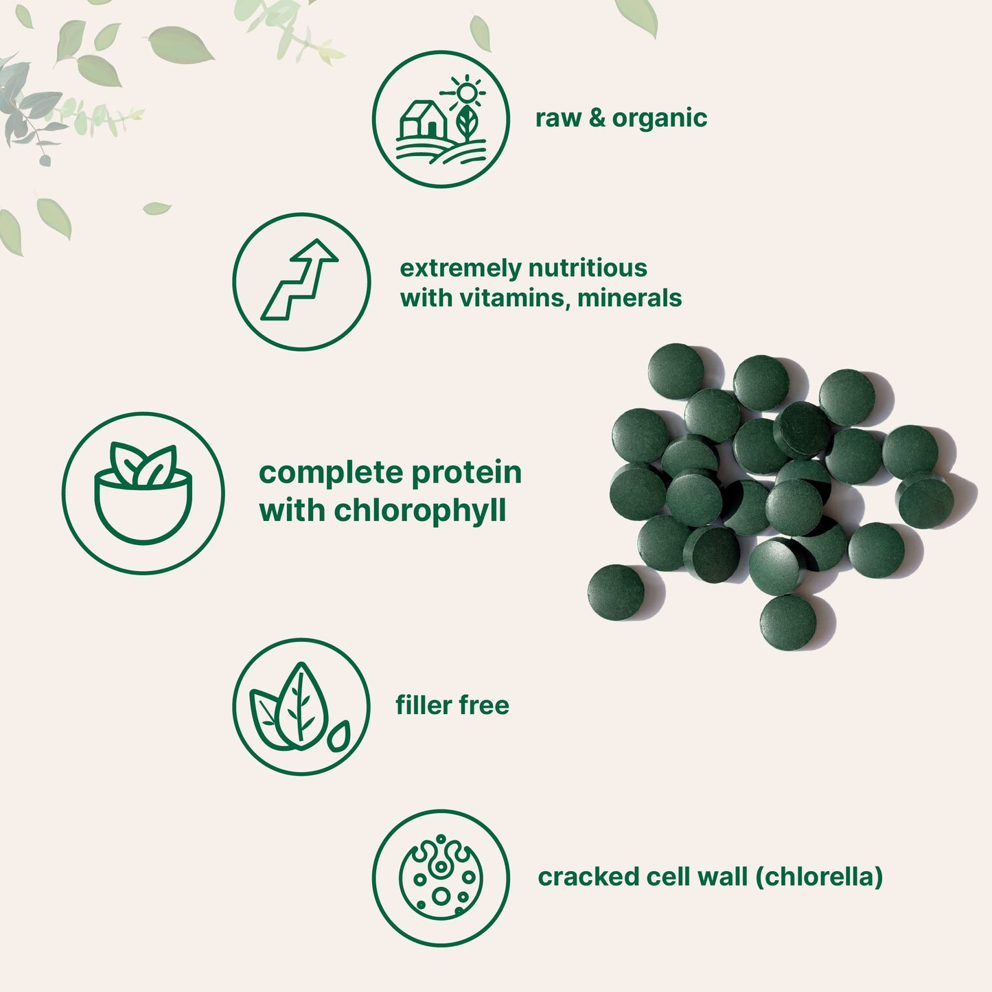 Micro Ingredients Organic Chlorella Spirulina 3000mg Tablets, Vitamin D3 5000IU + K2 100mcg Bundle, 2 Pack