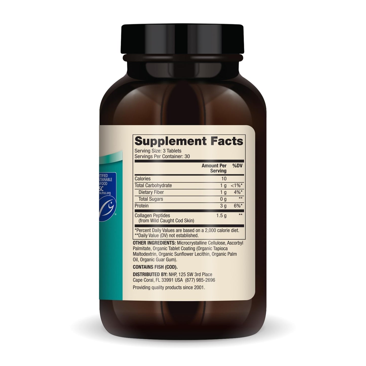 Dr. Mercola Marine Collagen - Supports Skin & Connective Tissue Health - Type I Collagen Peptides - MSC Certified Wild-Caught Cod, 90 Tablets