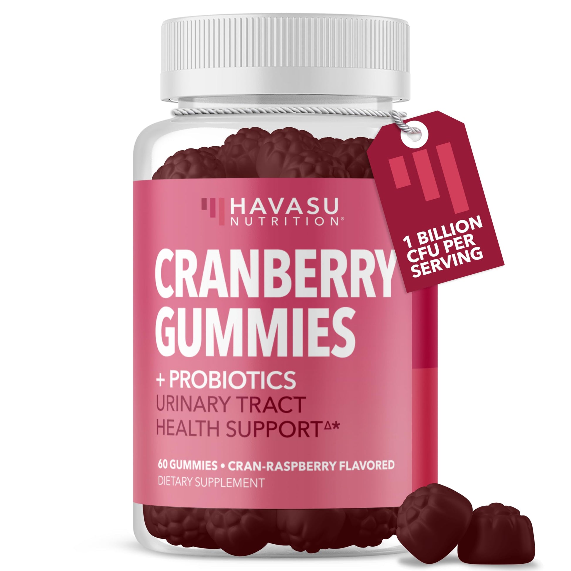 HAVASU NUTRITION Cranberry Probiotic Gummies, Cran-Raspberry, 60 Gummies