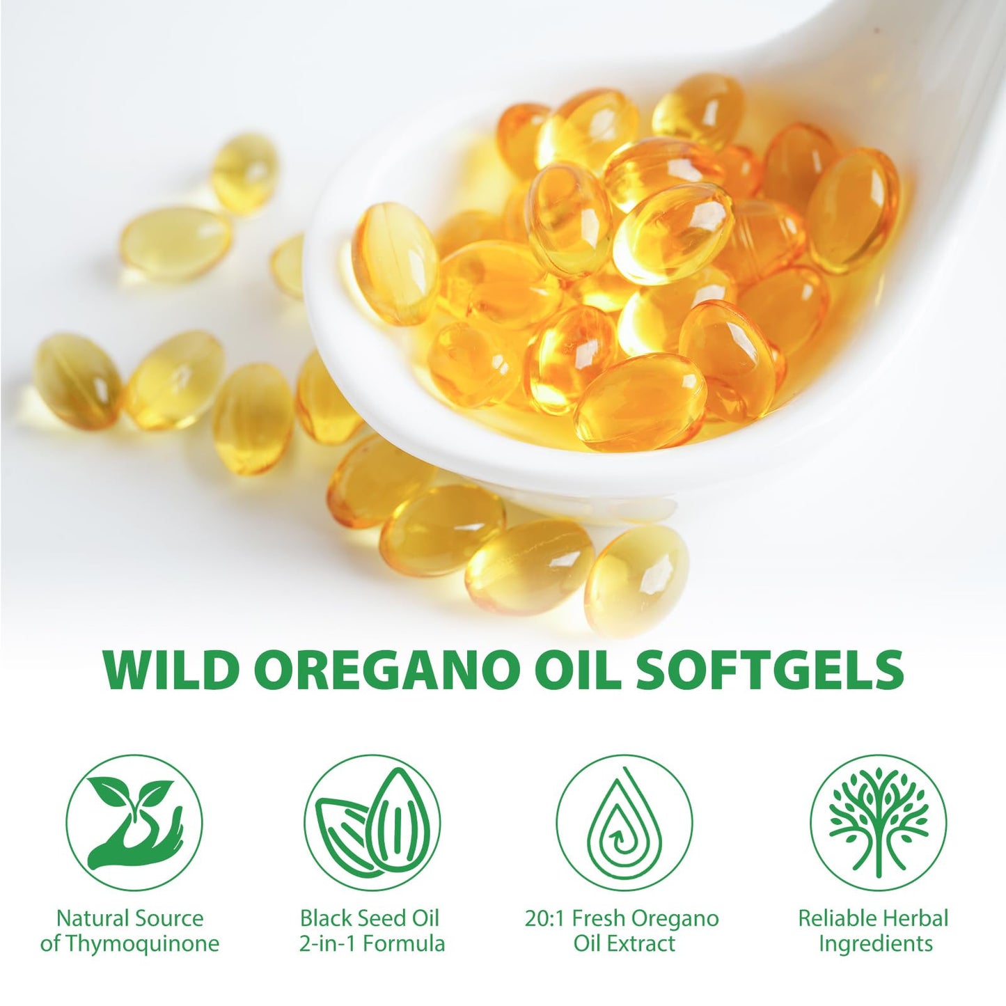 WHLH & WELL-BEING Oil of Oregano with Black Seed Oil Capsules, Non-GMO, Gluten Free, 240 Capsules