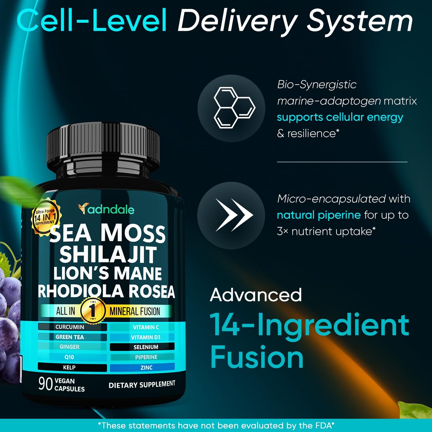 Adndale SeaMoss Shilajit Combo Capsule 90 Count