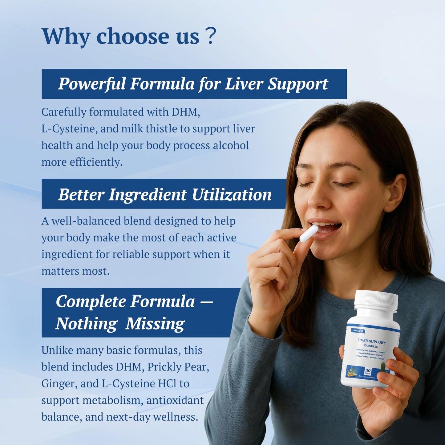 LAVANOVA DHM Pre-Drink & Liver Support Supplement with Dihydromyricetin, Milk Thistle & L-Cysteine, 30 Capsules