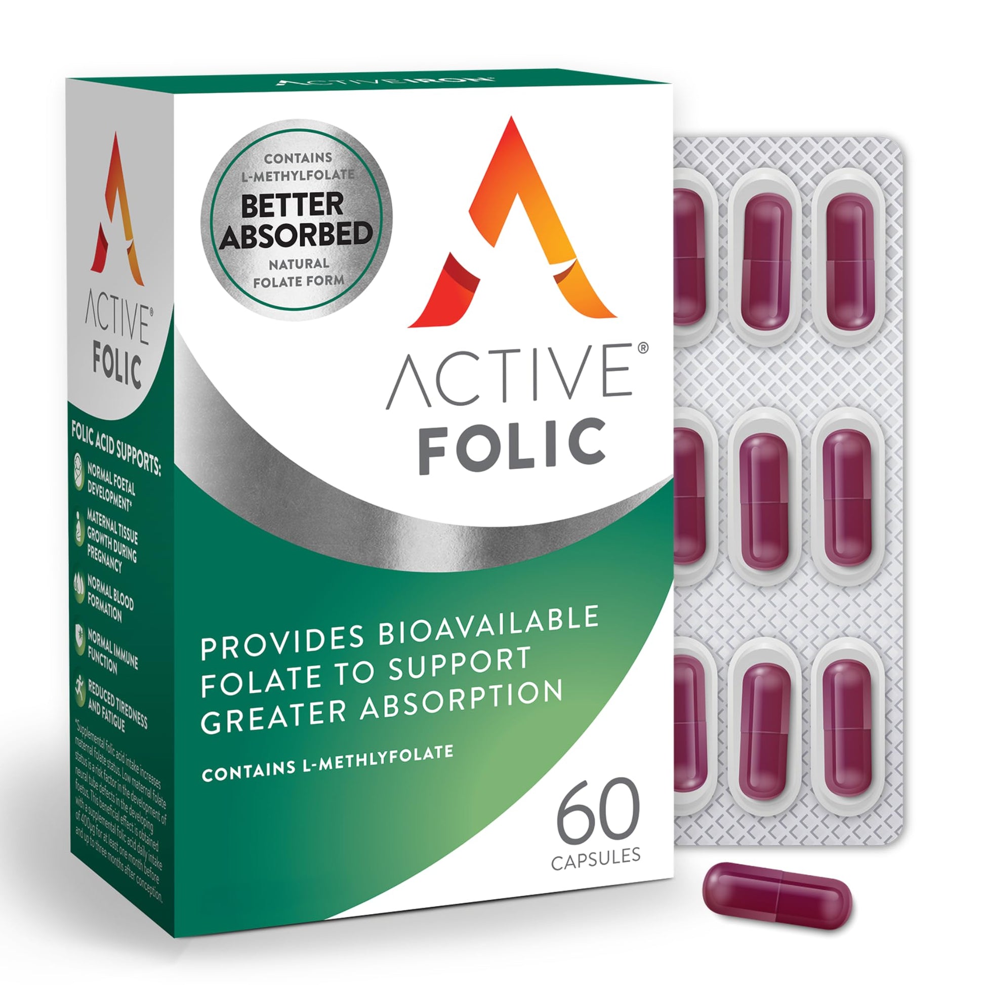 ACTIVEIRON Folic Acid Supplement Capsule, 60 Capsules
