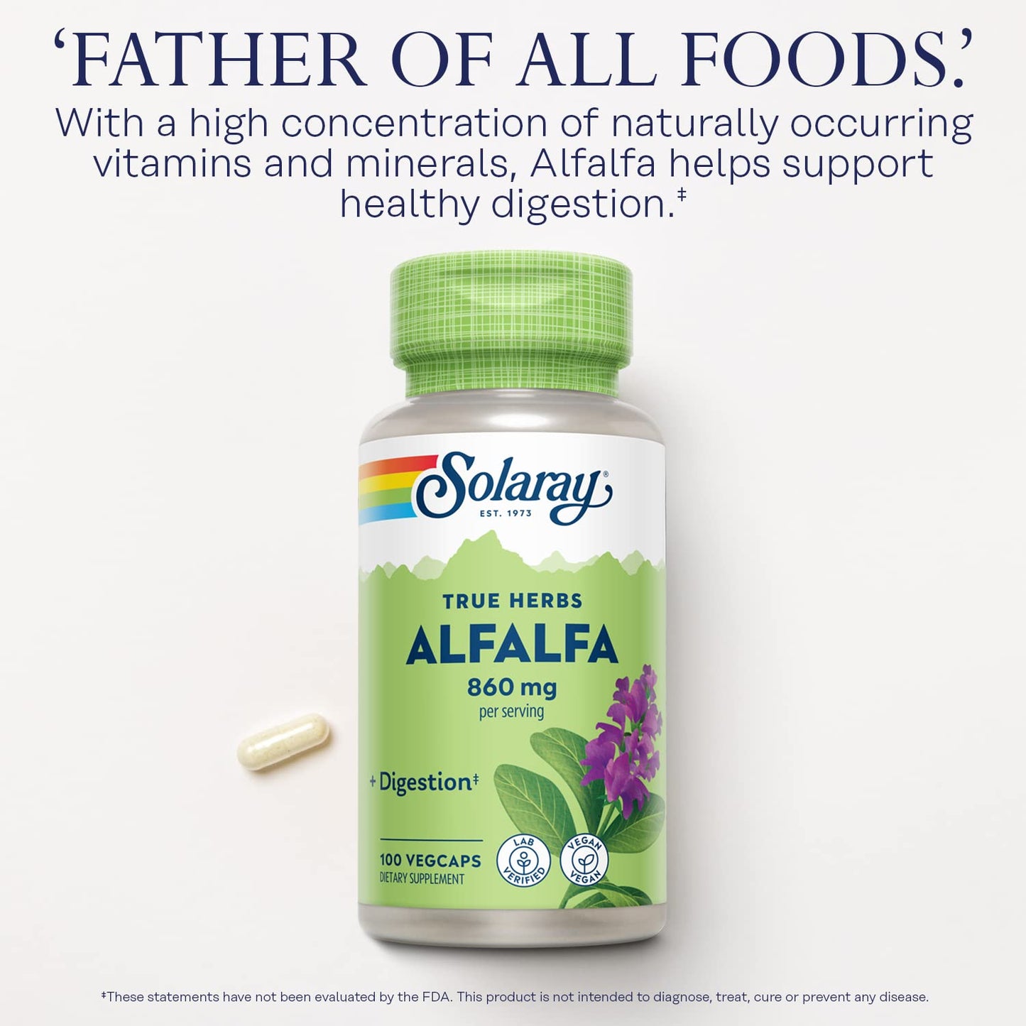 SOLARAY Alfalfa Leaf Supplement 860mg Capsules 100 Count