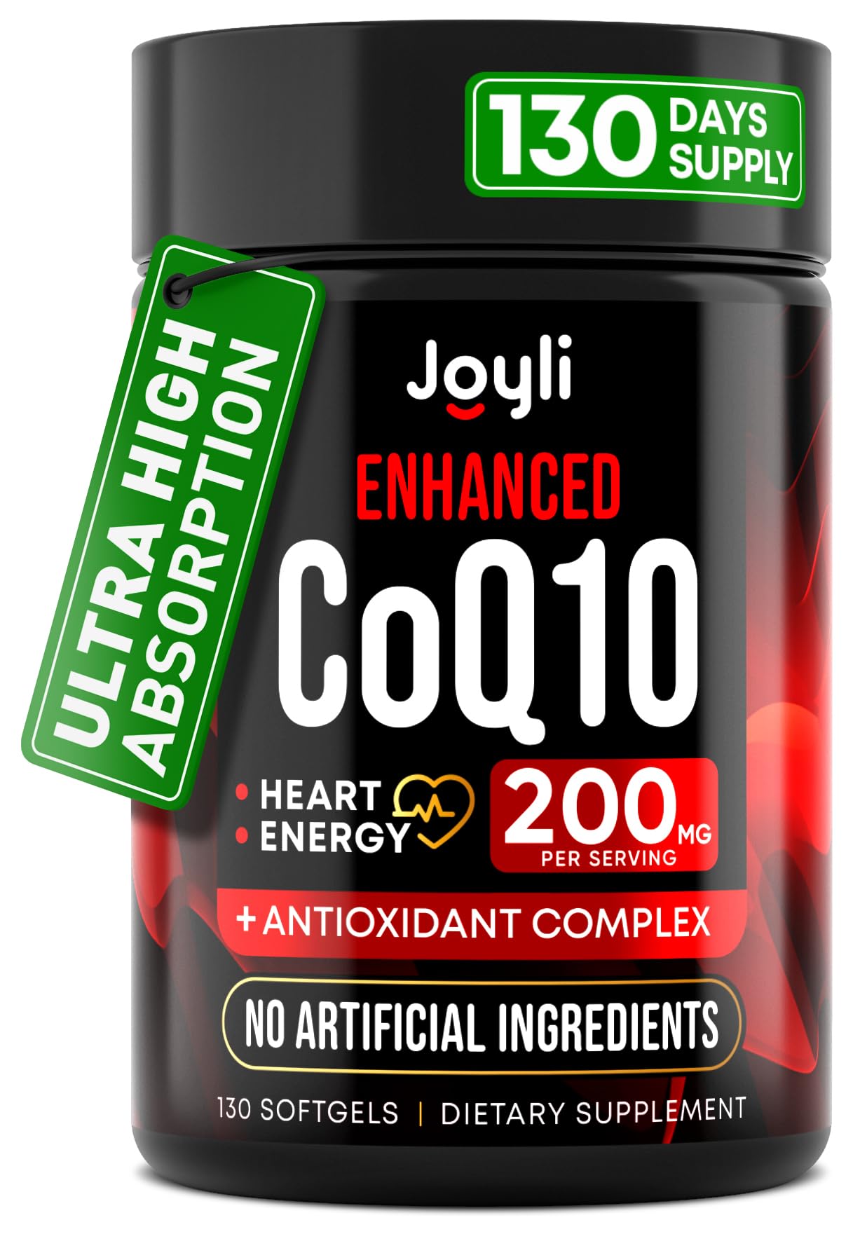JOYLI Nutrition High Absorption CoQ10 200mg Softgels, 130 Count