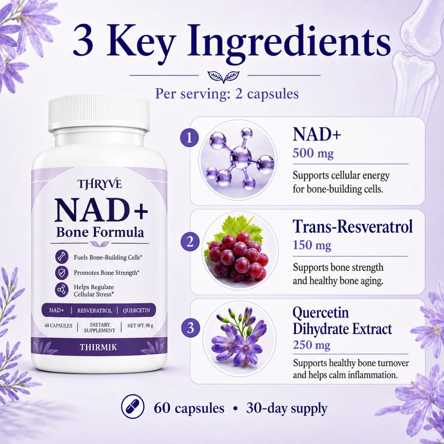 XDQXDQ Thirmik Thryve NAD+ Bone Formula for Women Capsule 60