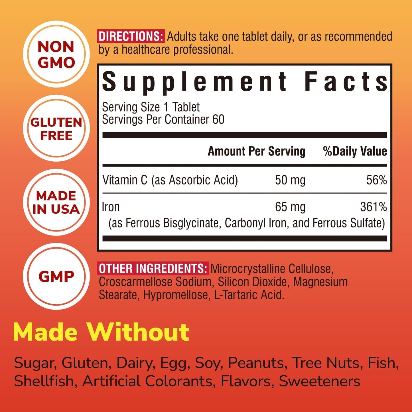 Vitalibre Iron Supplement 60 Tablets