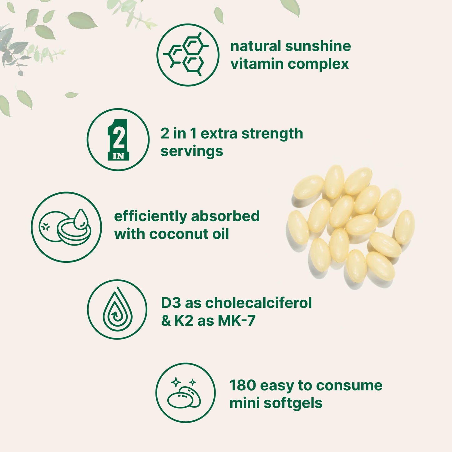 Micro Ingredients Vitamin D3 10,000 IU + K2 MK-7 200 mcg Capsule 180 Count
