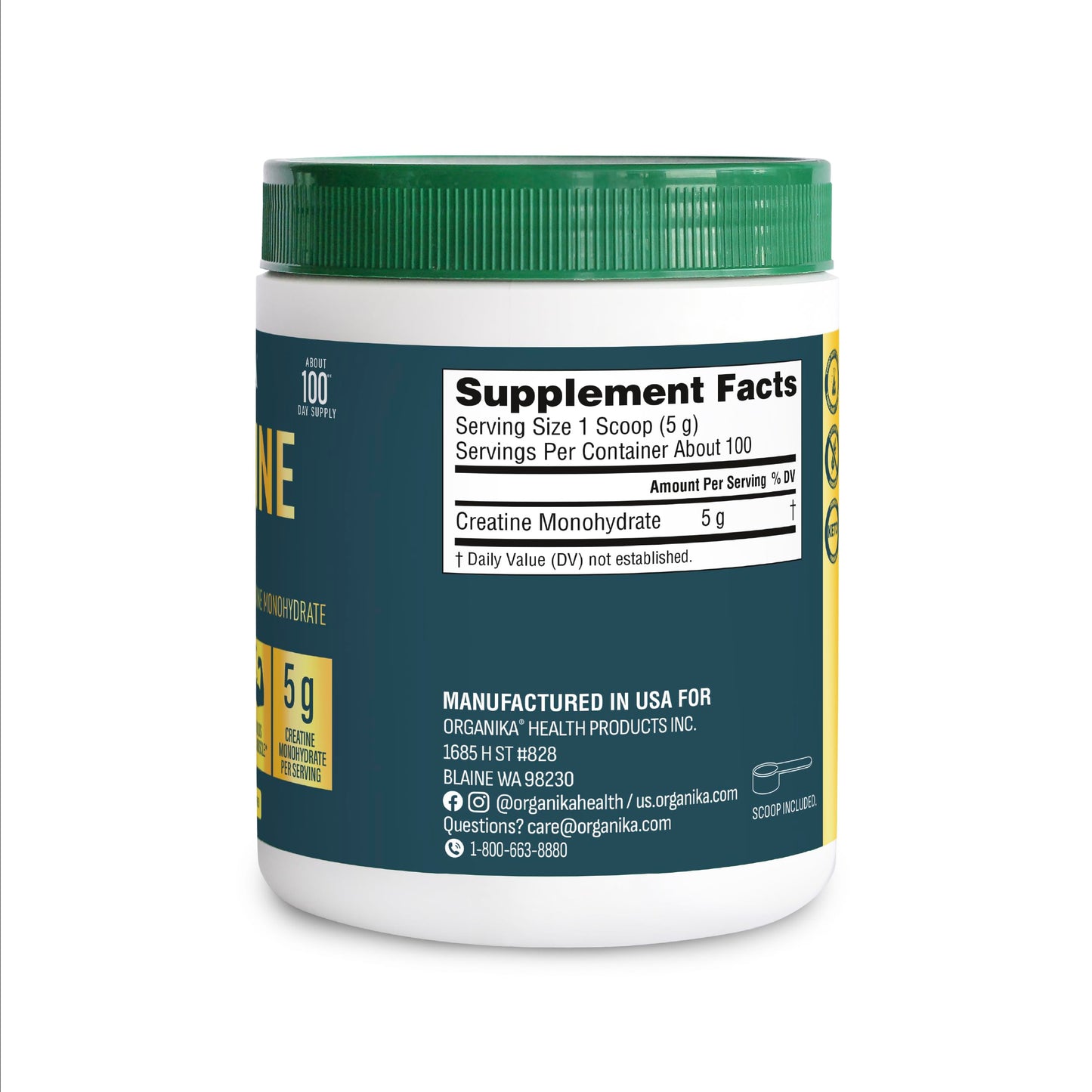Organika Creatine Monohydrate Powder, 17.64 oz