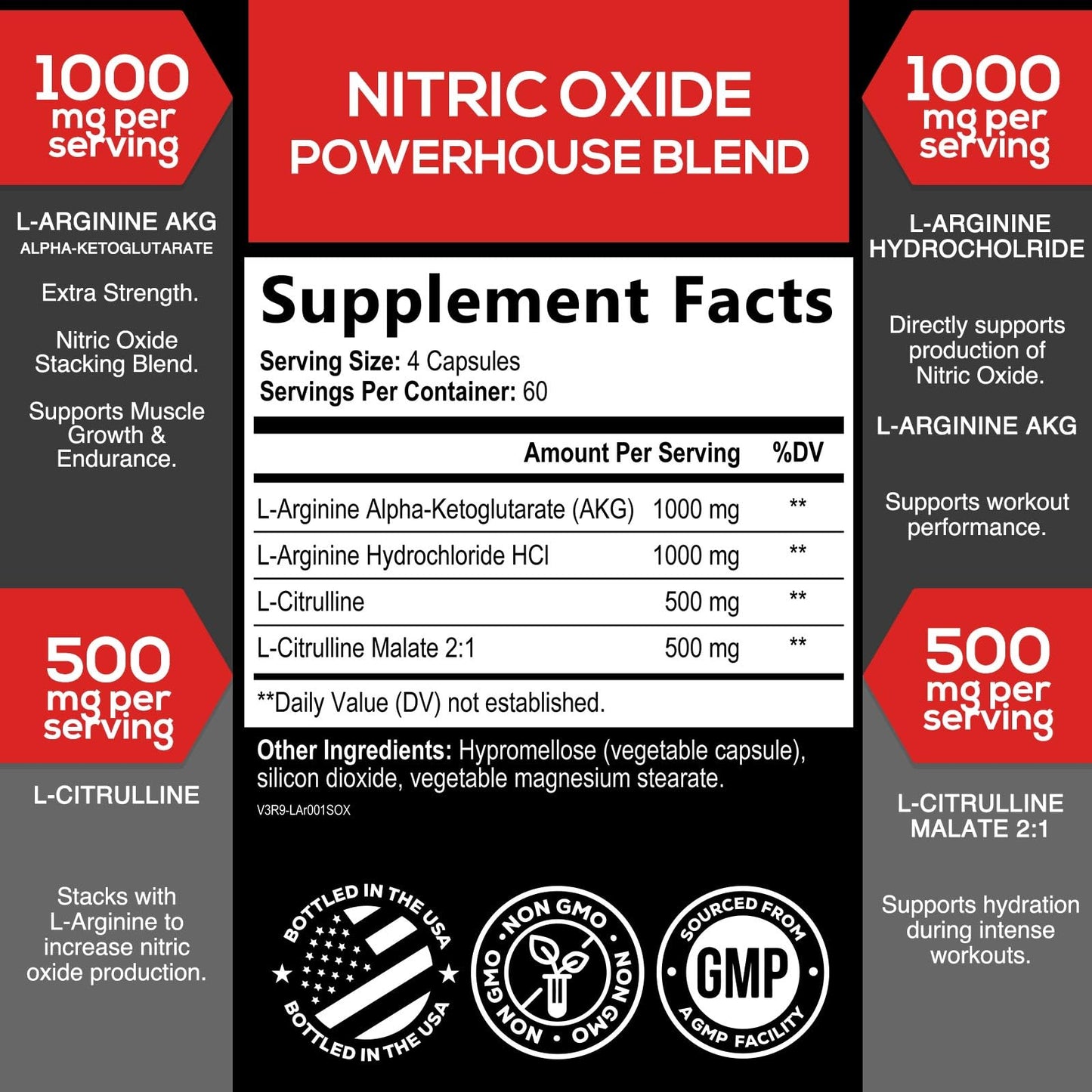 SILVERONYX Extra Strength Nitric Oxide Booster, 240 Capsules