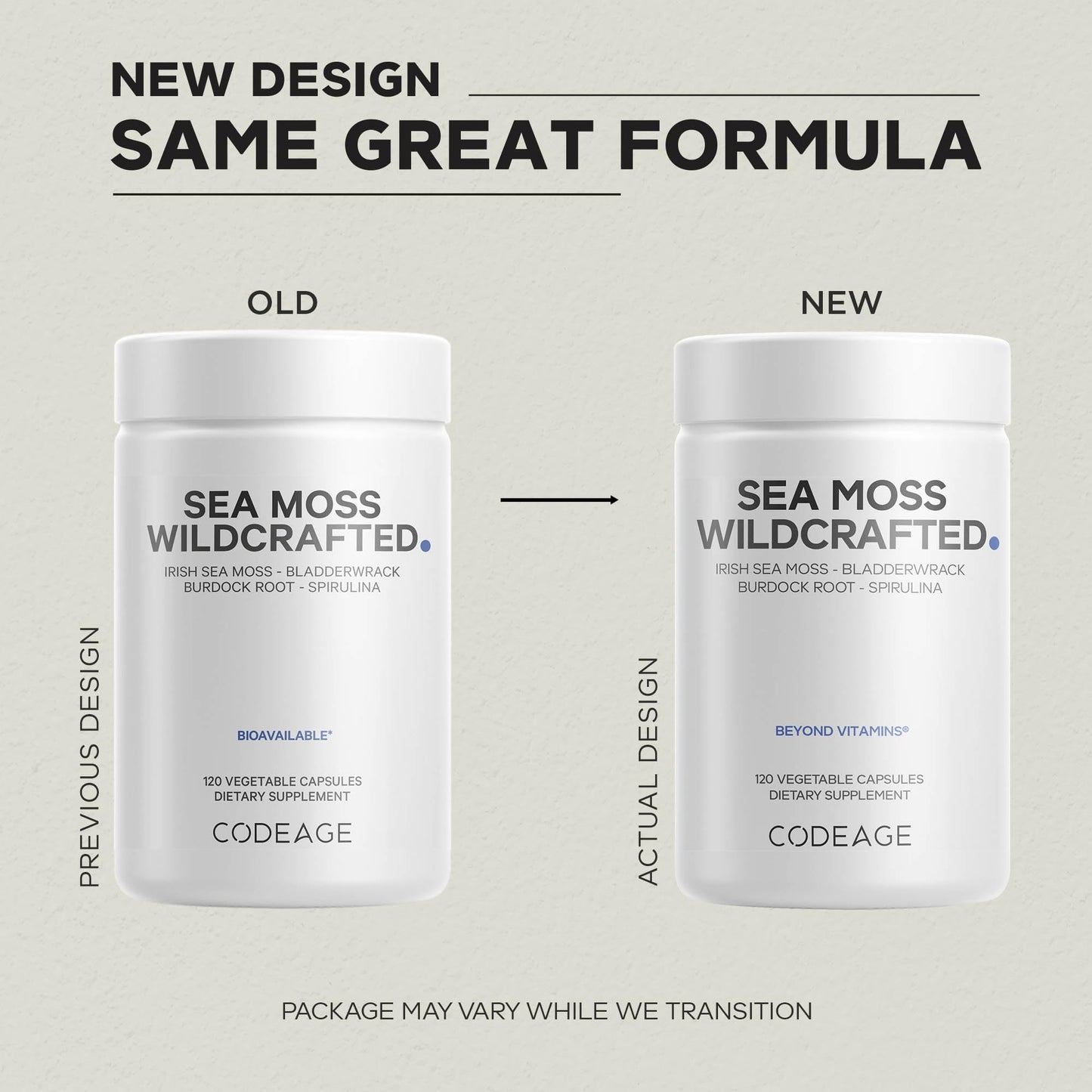 Codeage Raw Wildcrafted Irish Sea Moss Supplement 120 Capsules