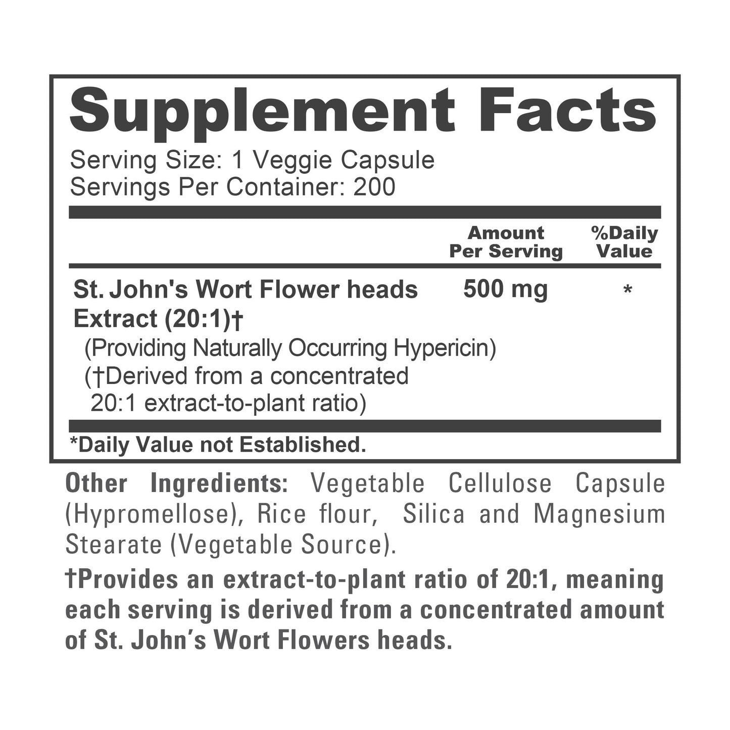 NusaPure St. John's Wort 500mg Capsule, 200 Capsules