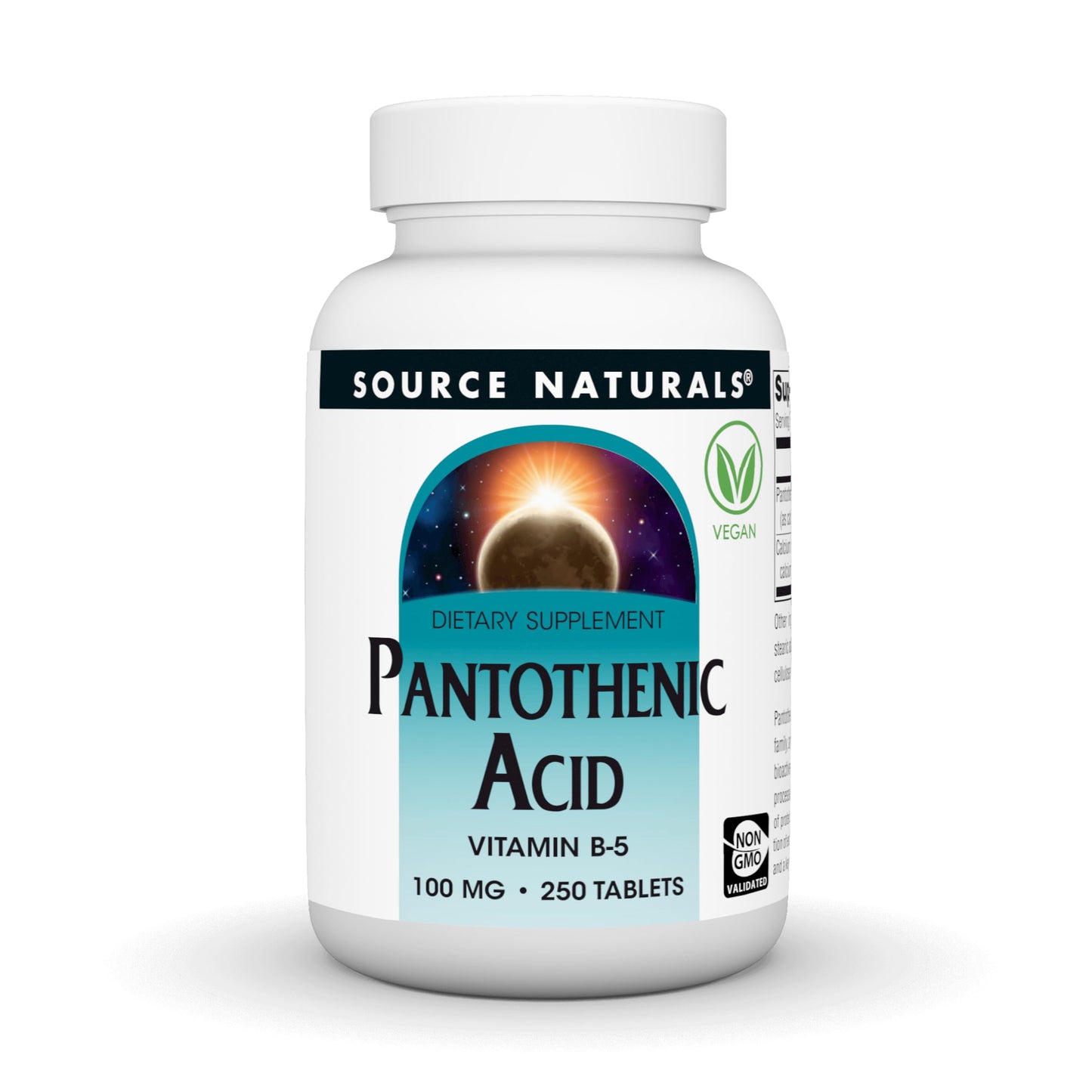 Source Naturals Pantothenic Acid Vitamin B-5 Dietary Supplement 100 mg Tablet, 250 Tablets