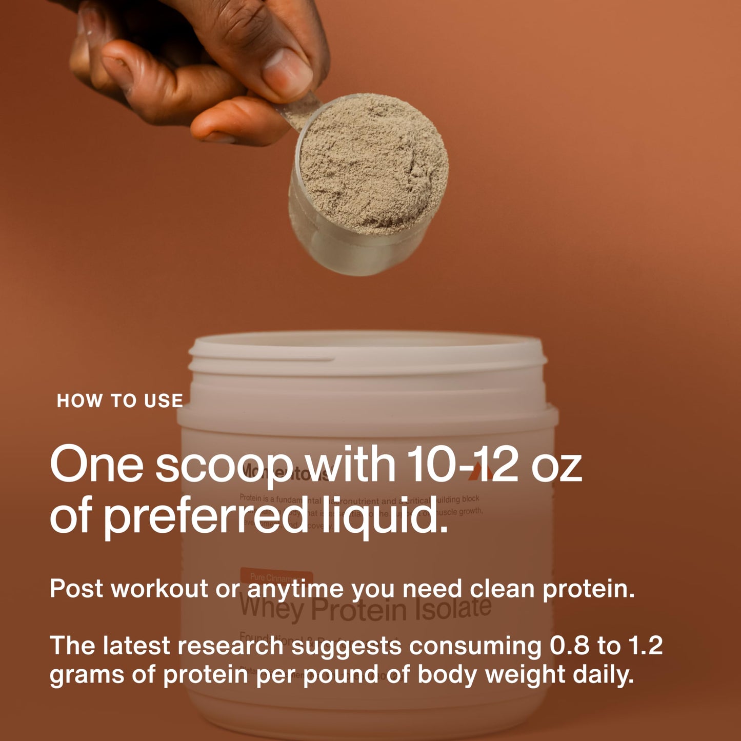 Momentous Grass-Fed Whey Protein Isolate Powder, Pure Cinnamon, 12 Servings