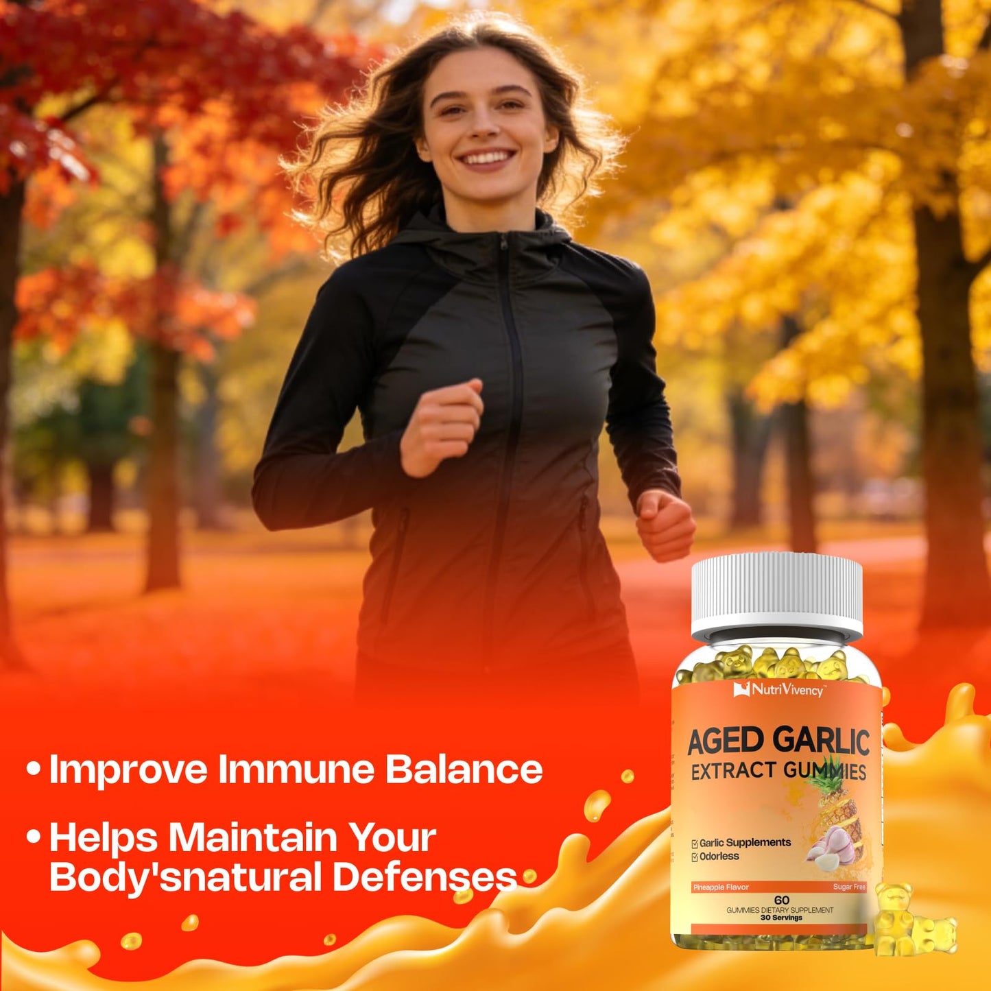 NutriVivency Aged Garlic Extract Gummies, 60 Count