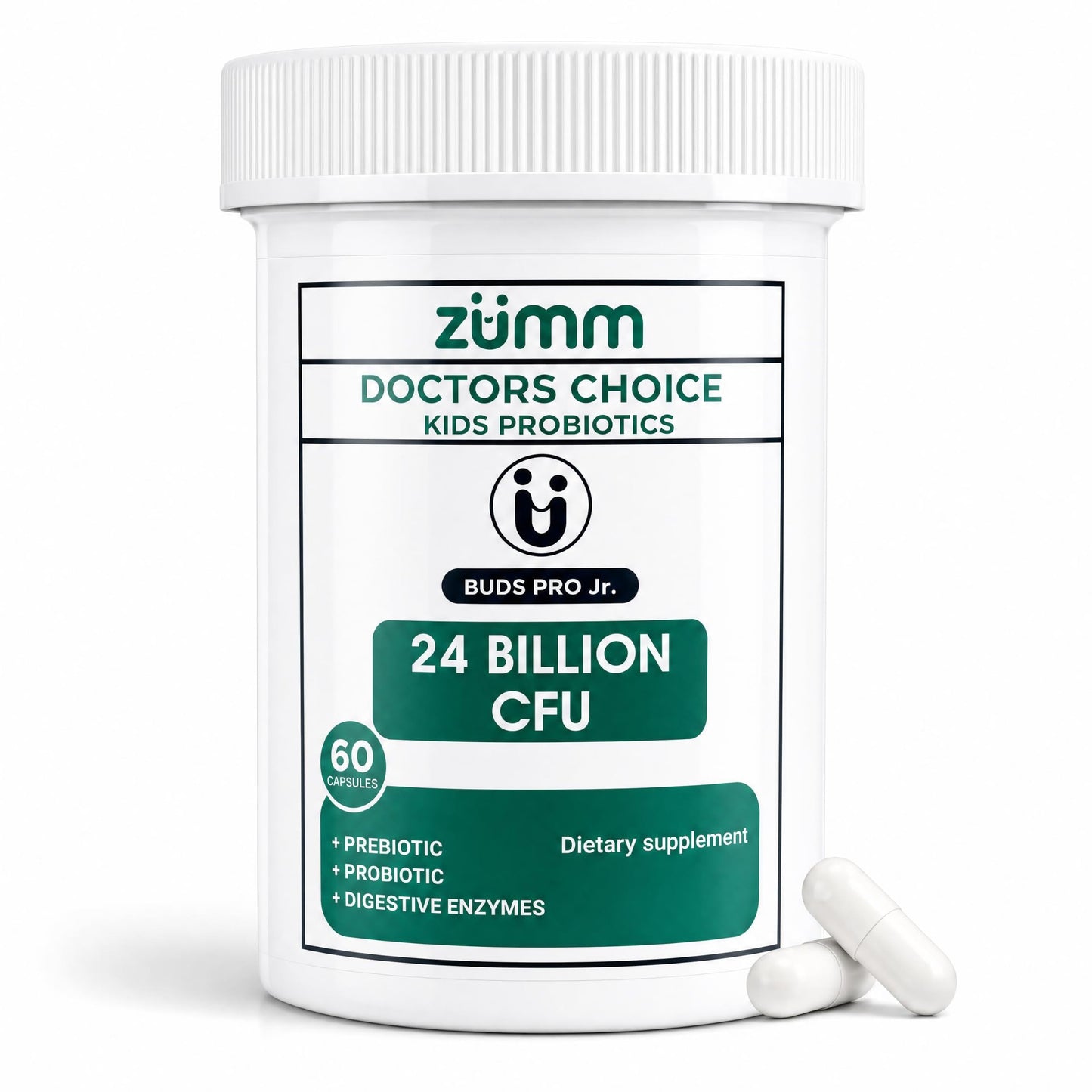 Zumm Health Doctor's Choice Kids Probiotic, Prebiotic & Enzymes, 24Billion CFU Capsule, 60 Count