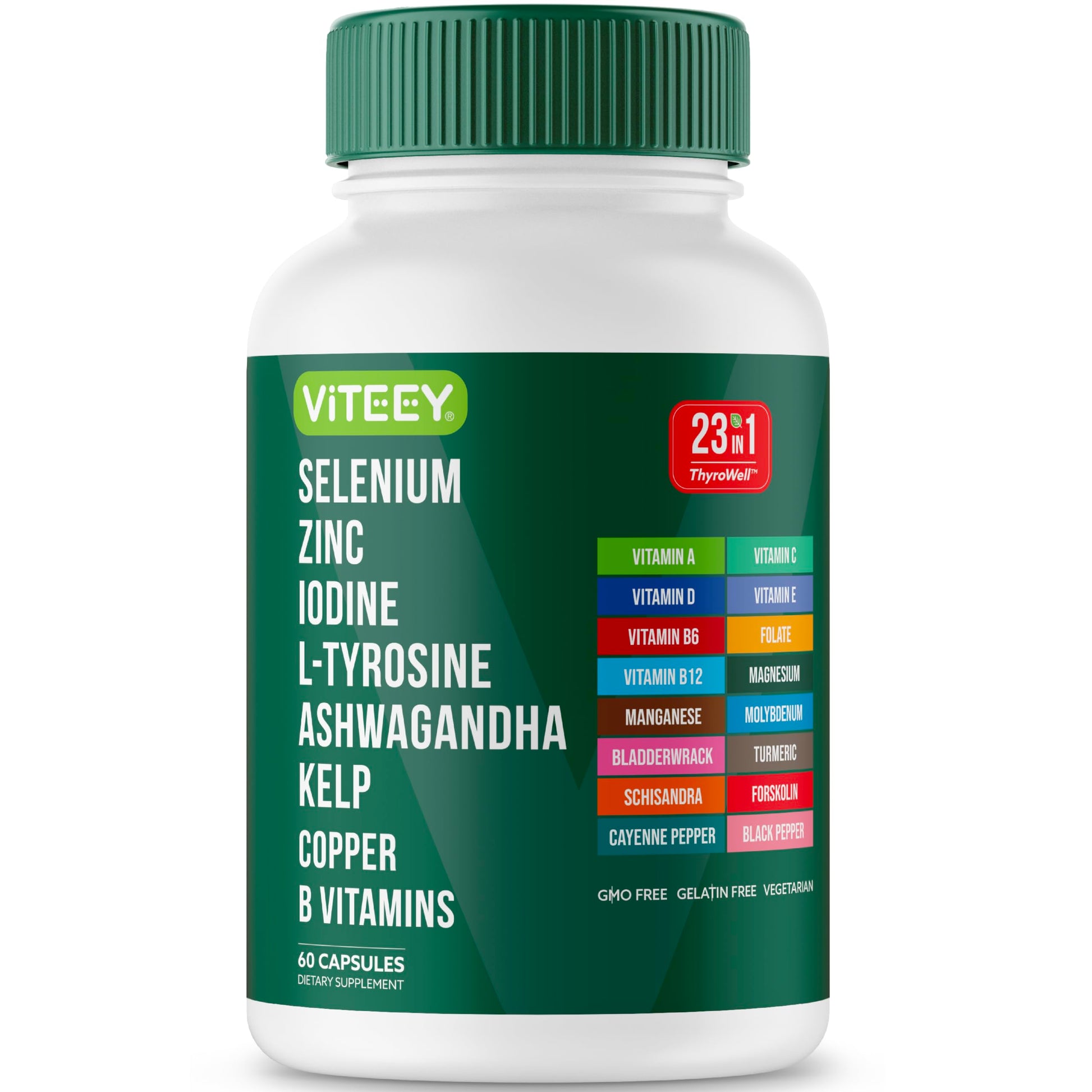 Viteey Thyroid Support Supplement 23in1 ThyroWell Blend Capsule, 60 Count