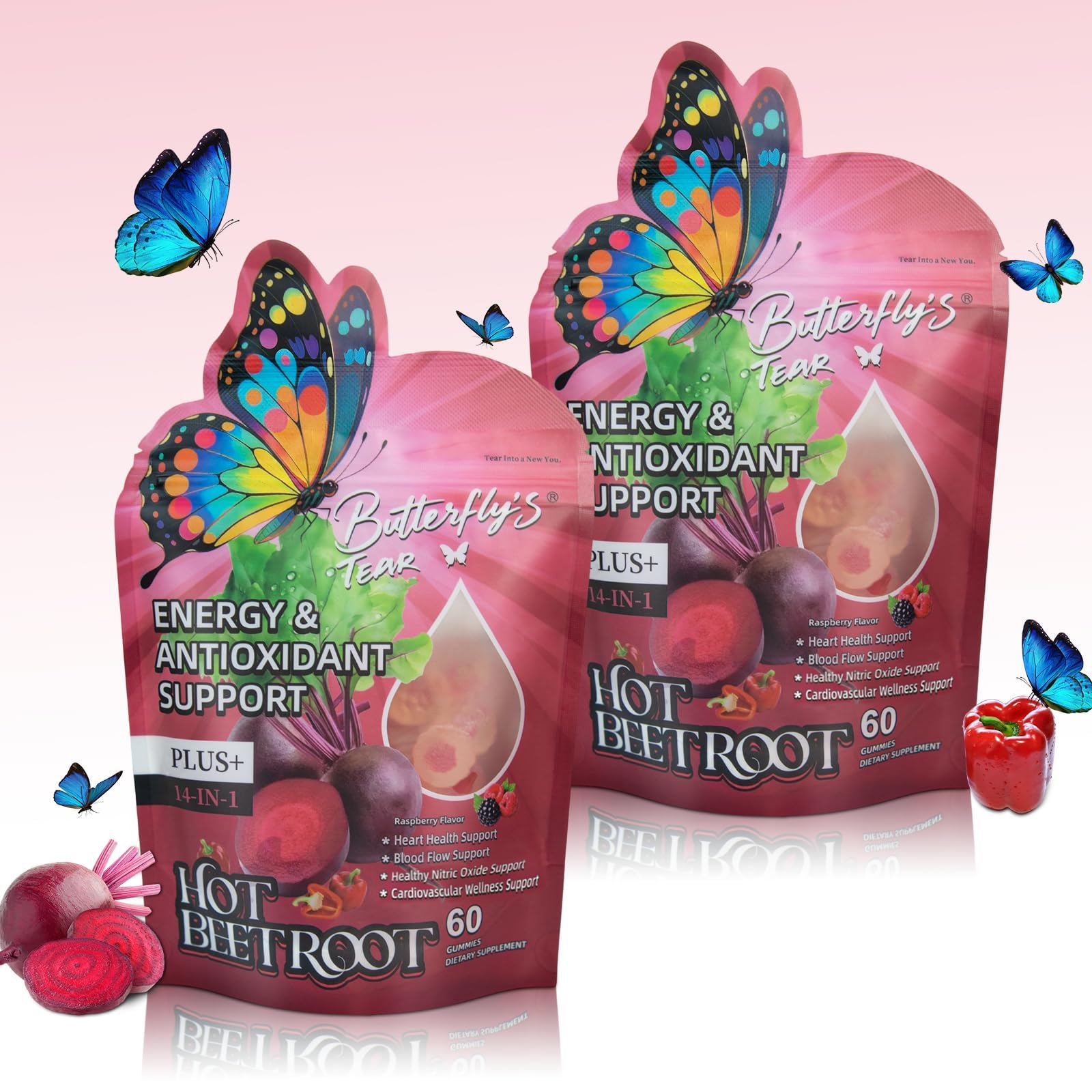 BUTTERFLY'S TEAR Beet Root Gummies 120 Gummies