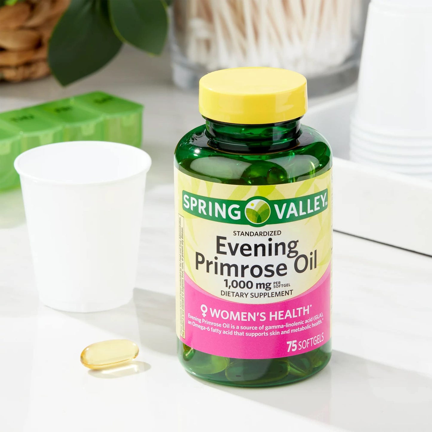 LUAL Evening Primrose Oil Softgels, 1000 mg, 75 Count