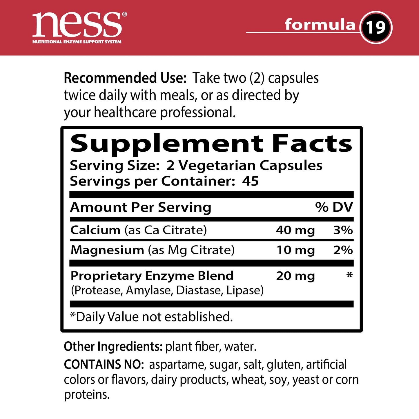 NESS Enzymes Neuro Support #19 90 Capsules