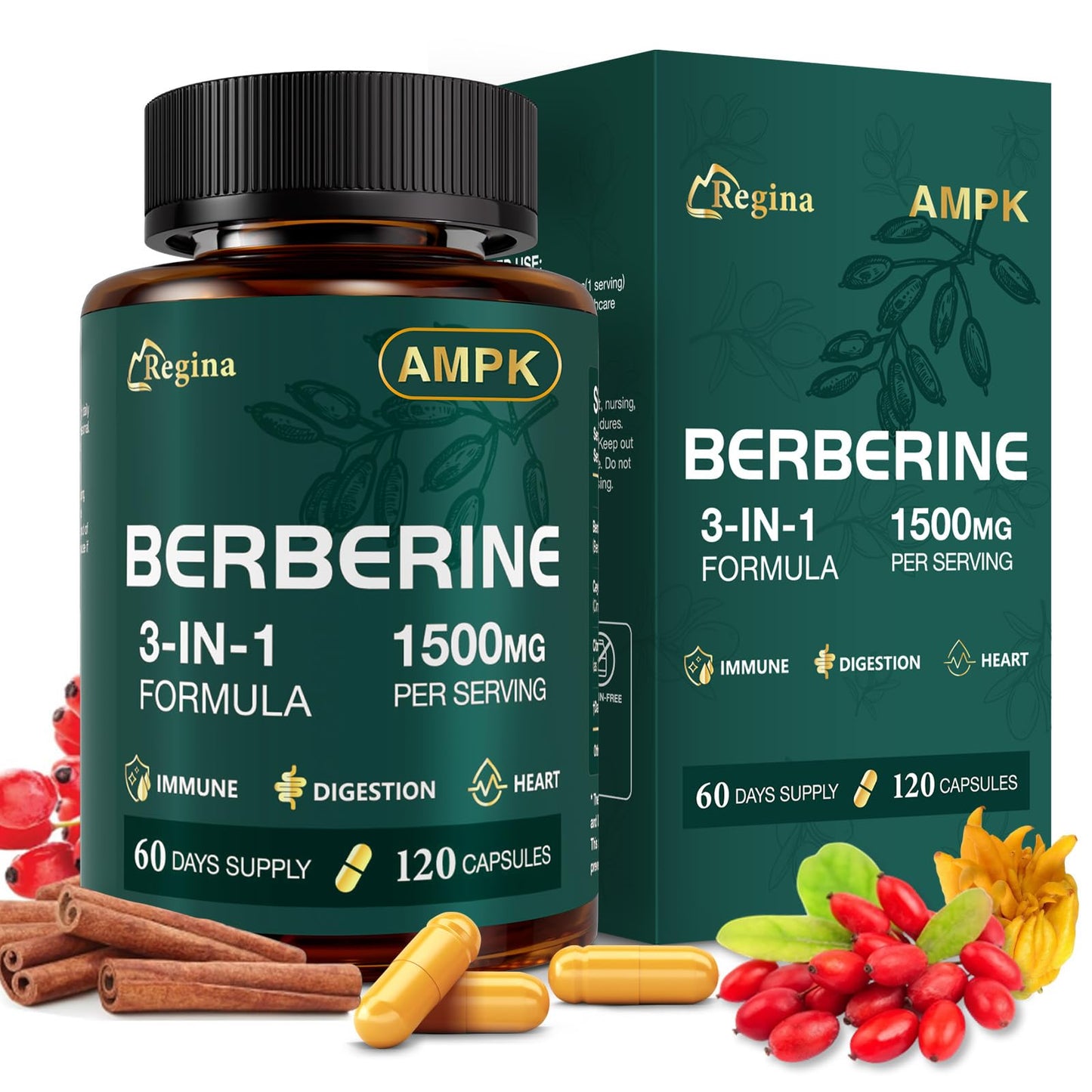 NEOGLI Liposomal Berberine Supplement 1500mg Capsules, 120 Count
