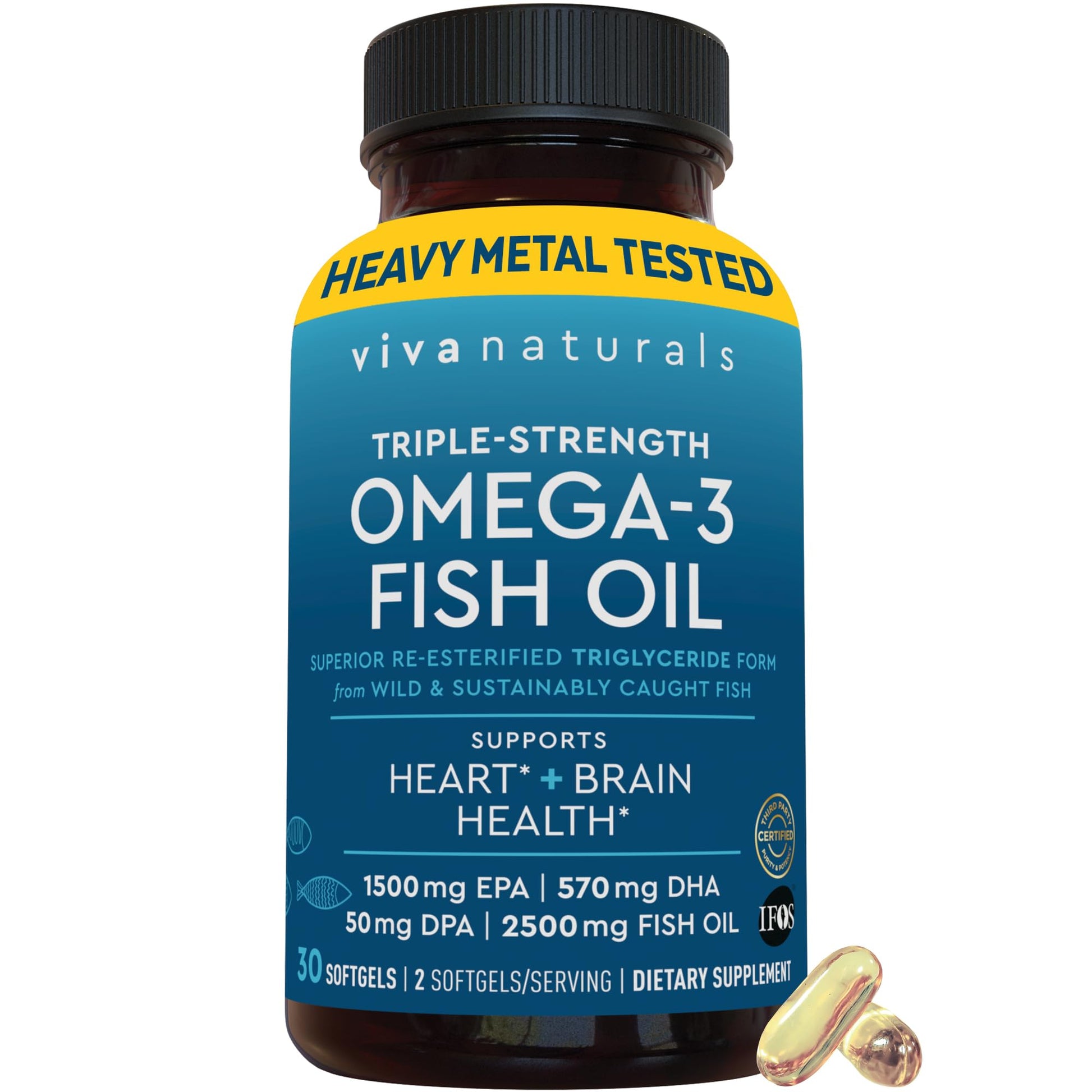 Viva Naturals Omega-3 Fish Oil Softgels 30 Count