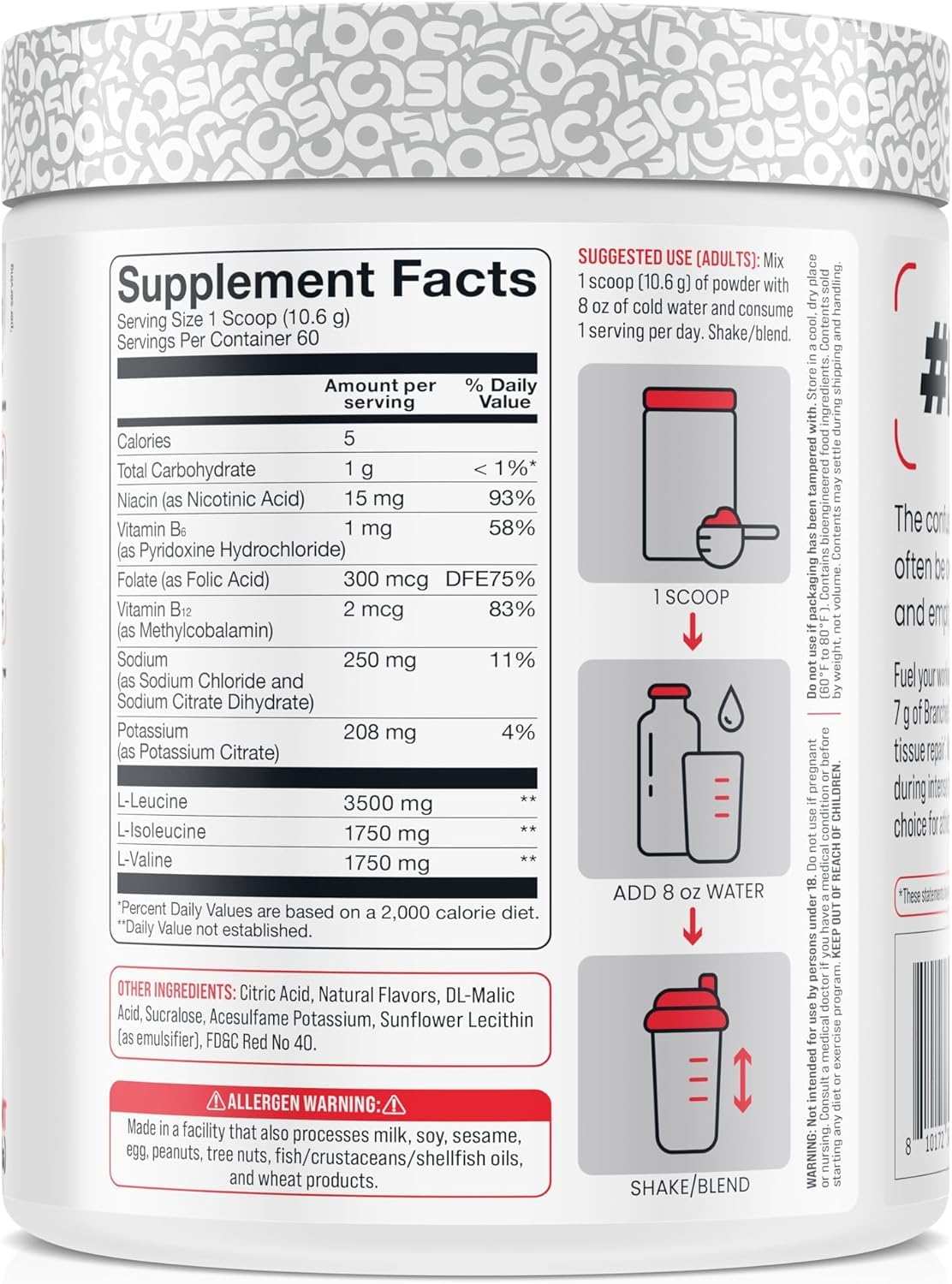 BASIC SUPPLEMENTS BCAA Powder 22.2 oz