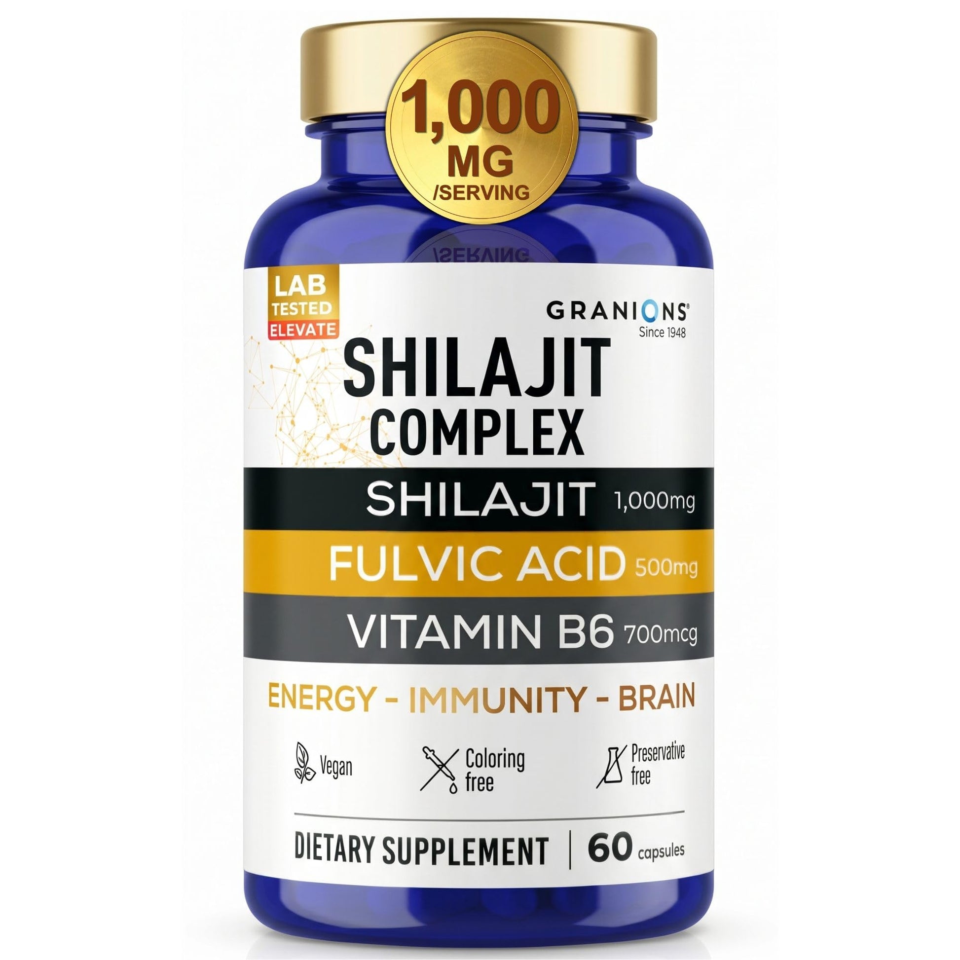 Granions Pure Shilajit for Men Capsules 60 Count
