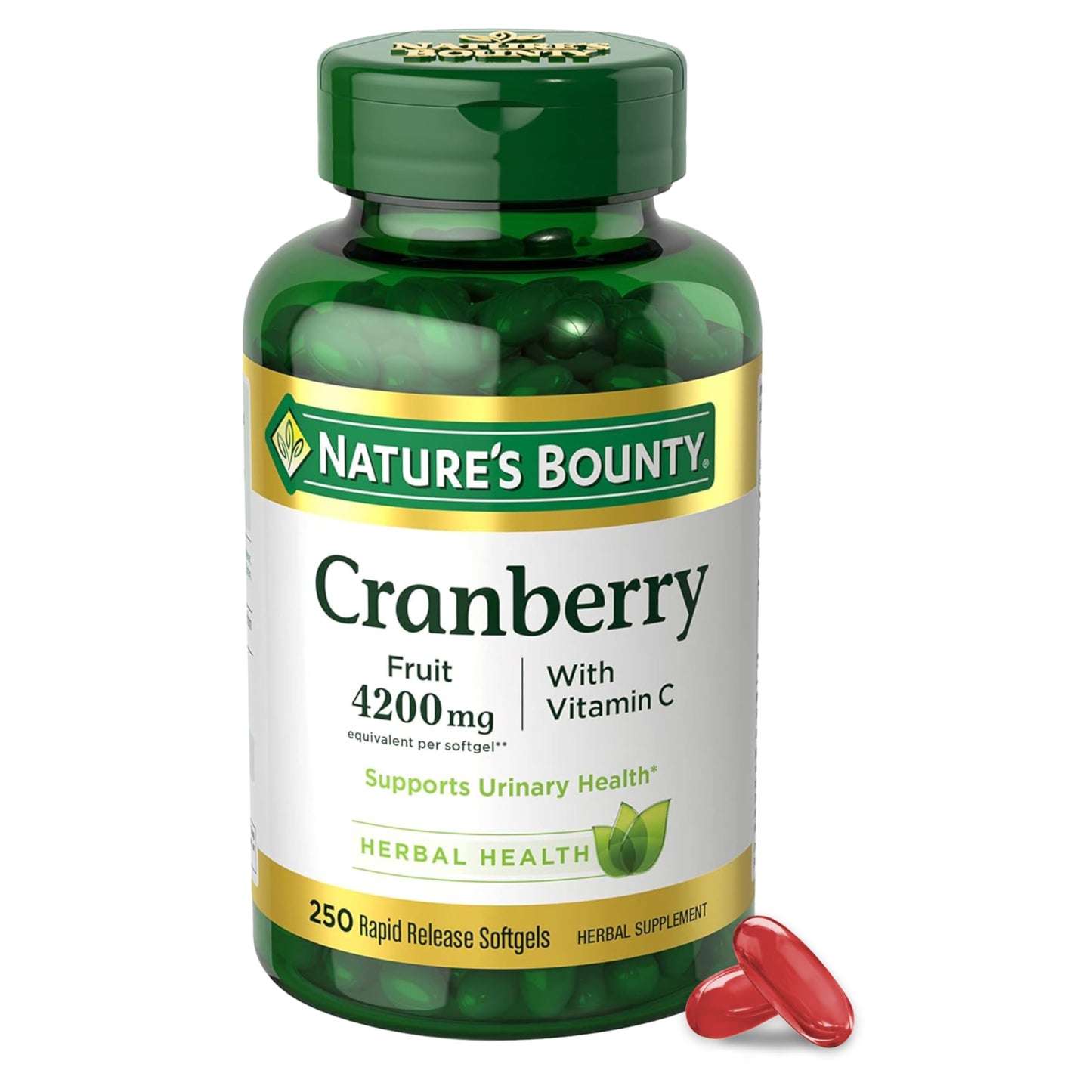 Nature's Bounty Cranberry Softgels for Women Urinary Tract Health with Concentrate & Vitamin C 250