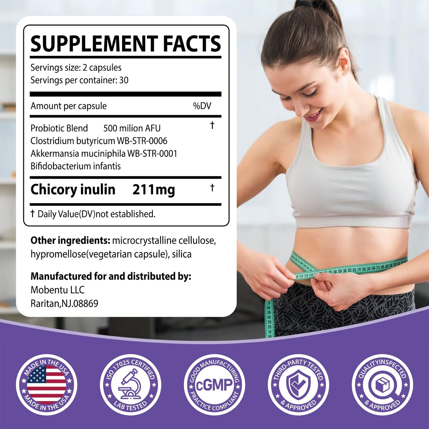 MOBENTU GLP-1 Probiotic with Akkermansia 60 Capsules
