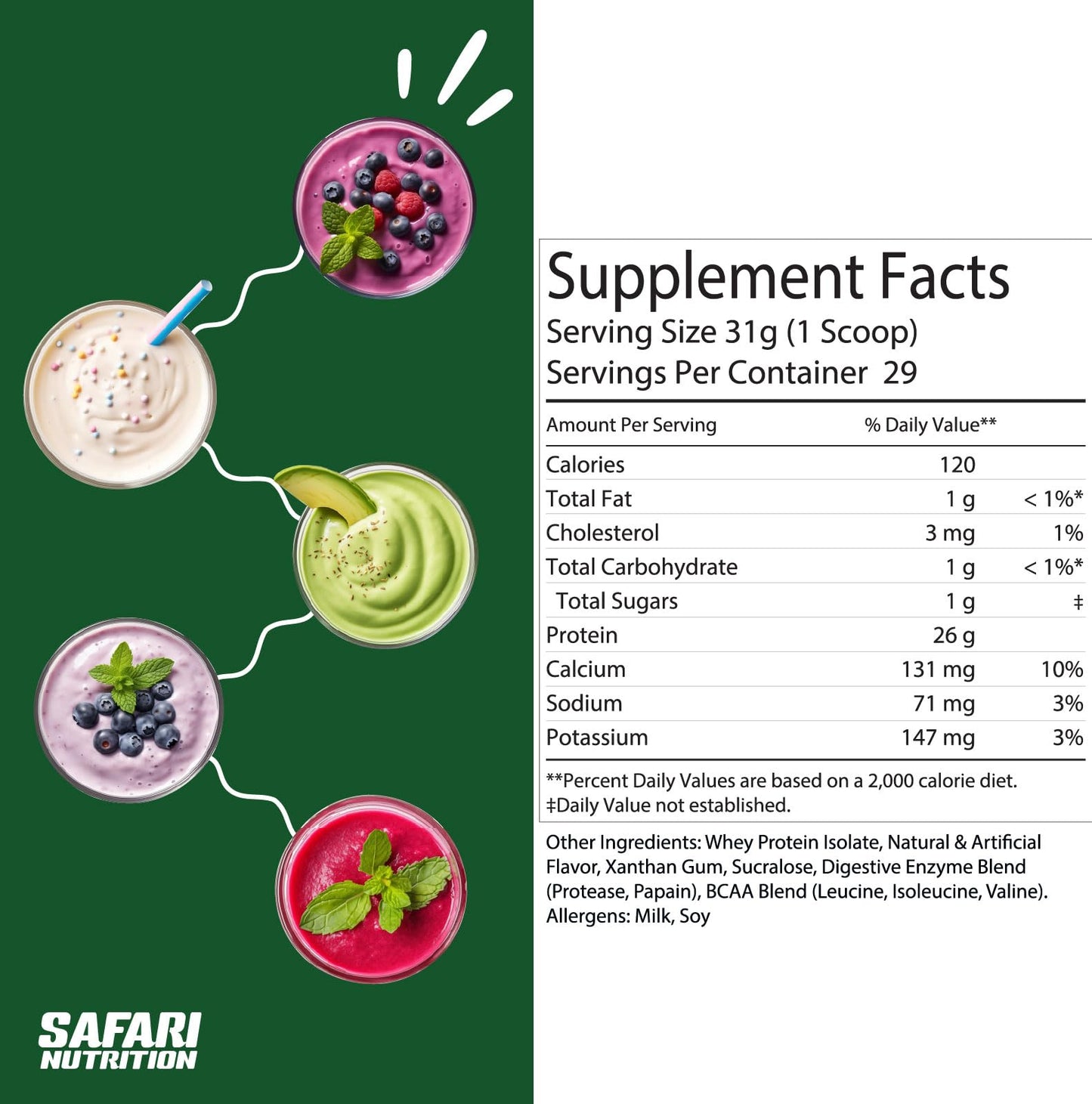 Safari Nutrition 100% Isolate Premium Protein Powder Vanilla, 32 Servings