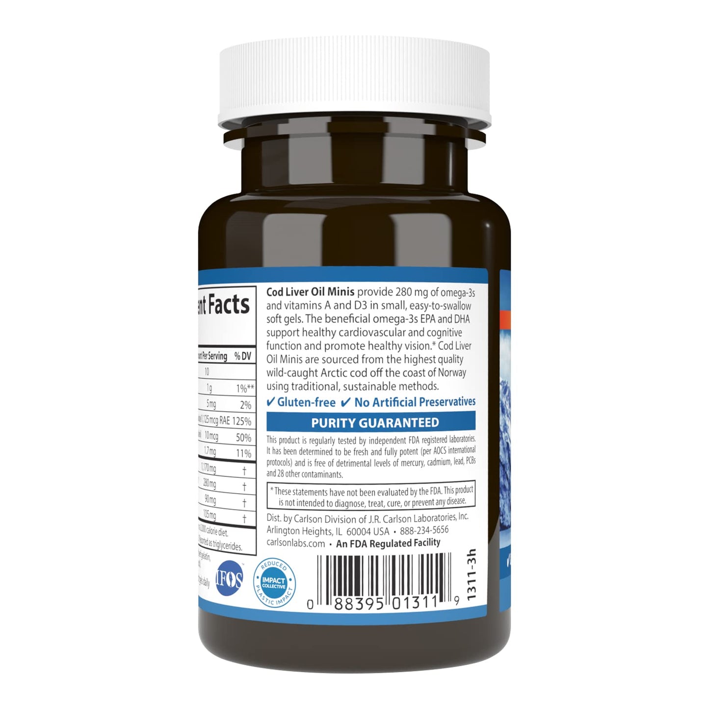 Carlson Cod Liver Oil Minis Softgels, 100