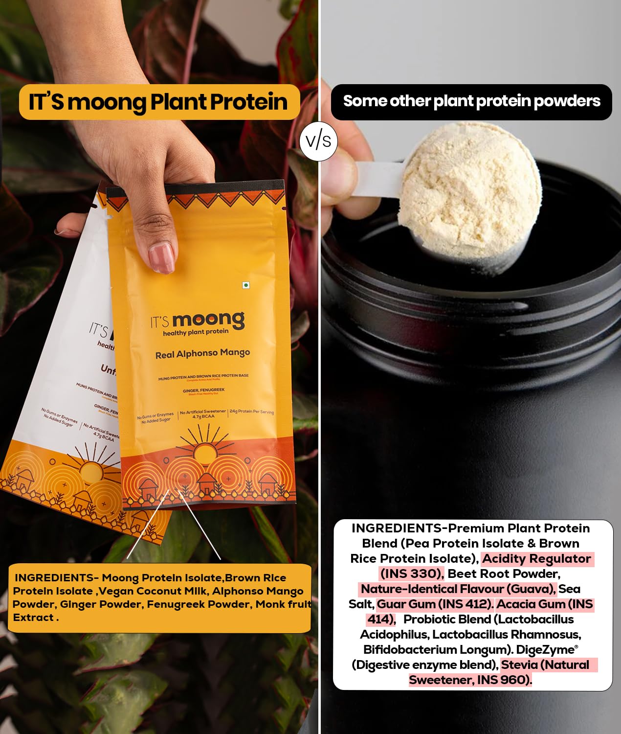 It's Moong Healthy Protein Mung Bean & Brown Rice Isolate Protein Powder, Alphonso Mango Flavor, 1.1 lb