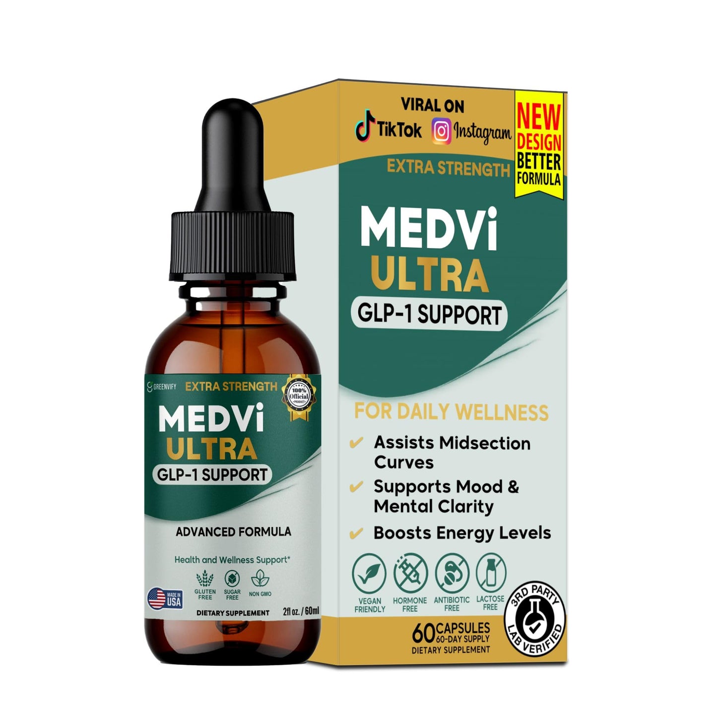 GREENVIFY MEDVi Ultra GLP-1 Support Advanced Formula Capsules, 60 Capsules