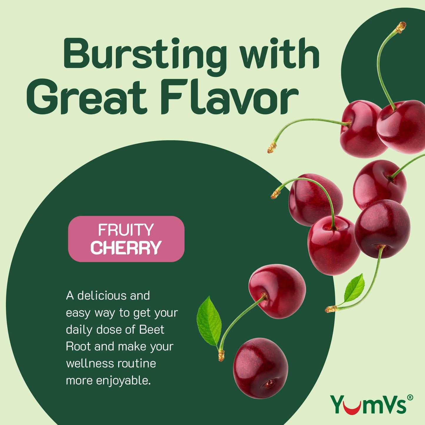 YUM-V'S Beet Root Gummies with Tart Cherry Extract - Berry Flavor, 60 Count Gummies