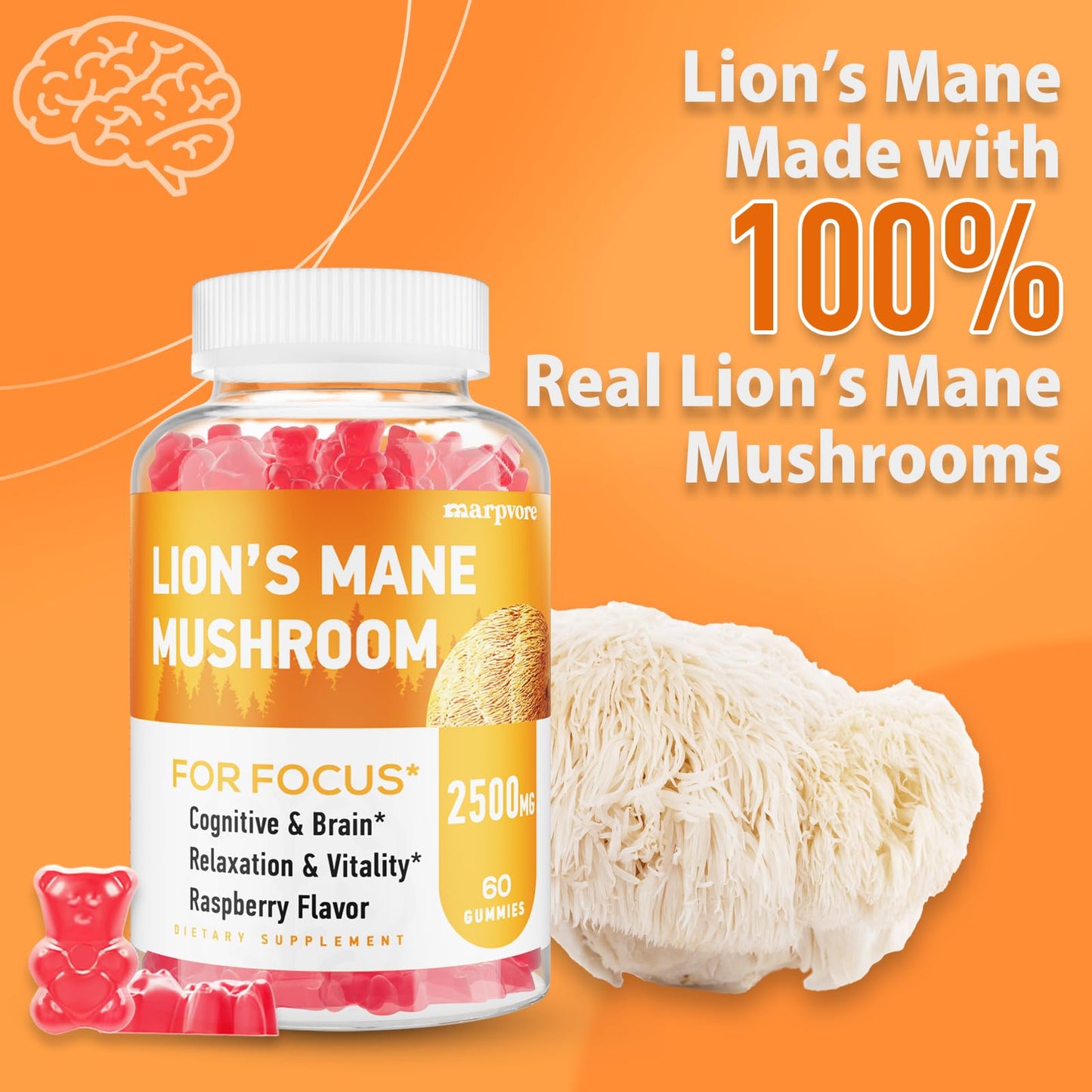 Marpvore Lions Mane Gummies Gummy 60 Count