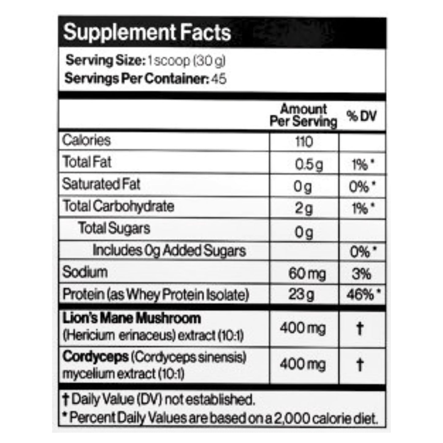 Functional Performance Co. Whey Isolate Protein Powder, Grass Fed, with Lion’s Mane (400mg) & Cordyceps (400mg), 48 Servings, Vanilla