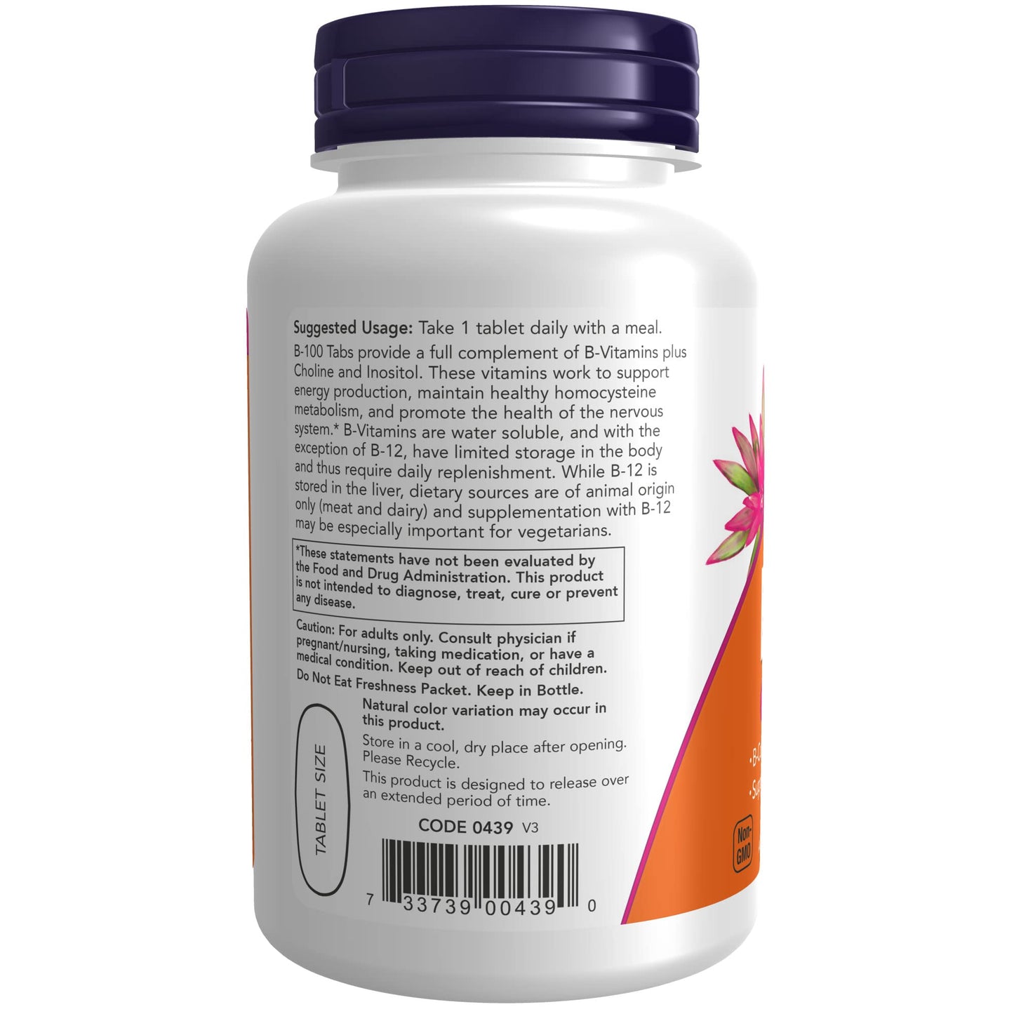 NOW Foods Vitamin B-100 Sustained Release Tablet, 200 Tablets