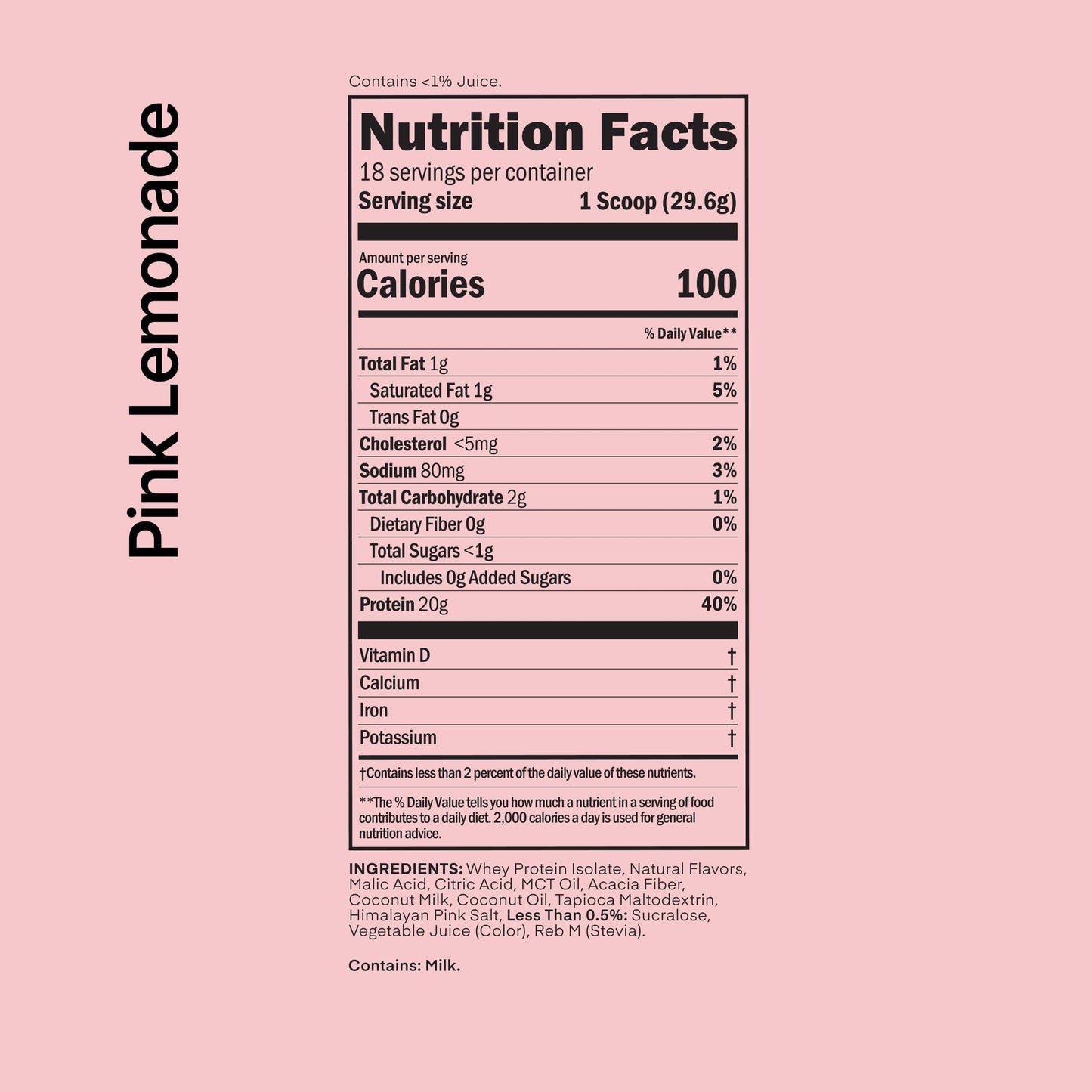 Oath Nutrition Clear Whey Isolate Protein Powder, Pink Lemonade, 20g Complete Protein per Serving, No Added Sugar, Grass-Fed, 18 Servings