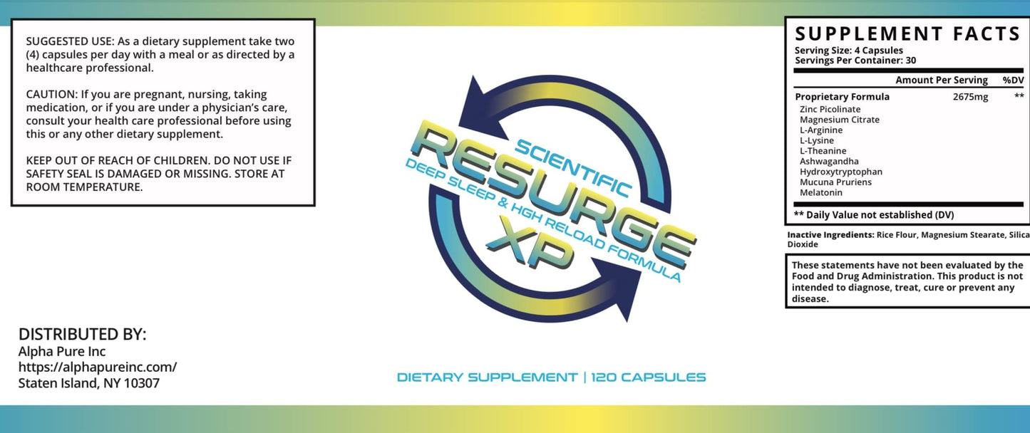 Alpha Pure Scientific Resurge Deep Sleep Support Supplement Capsule 120 Count