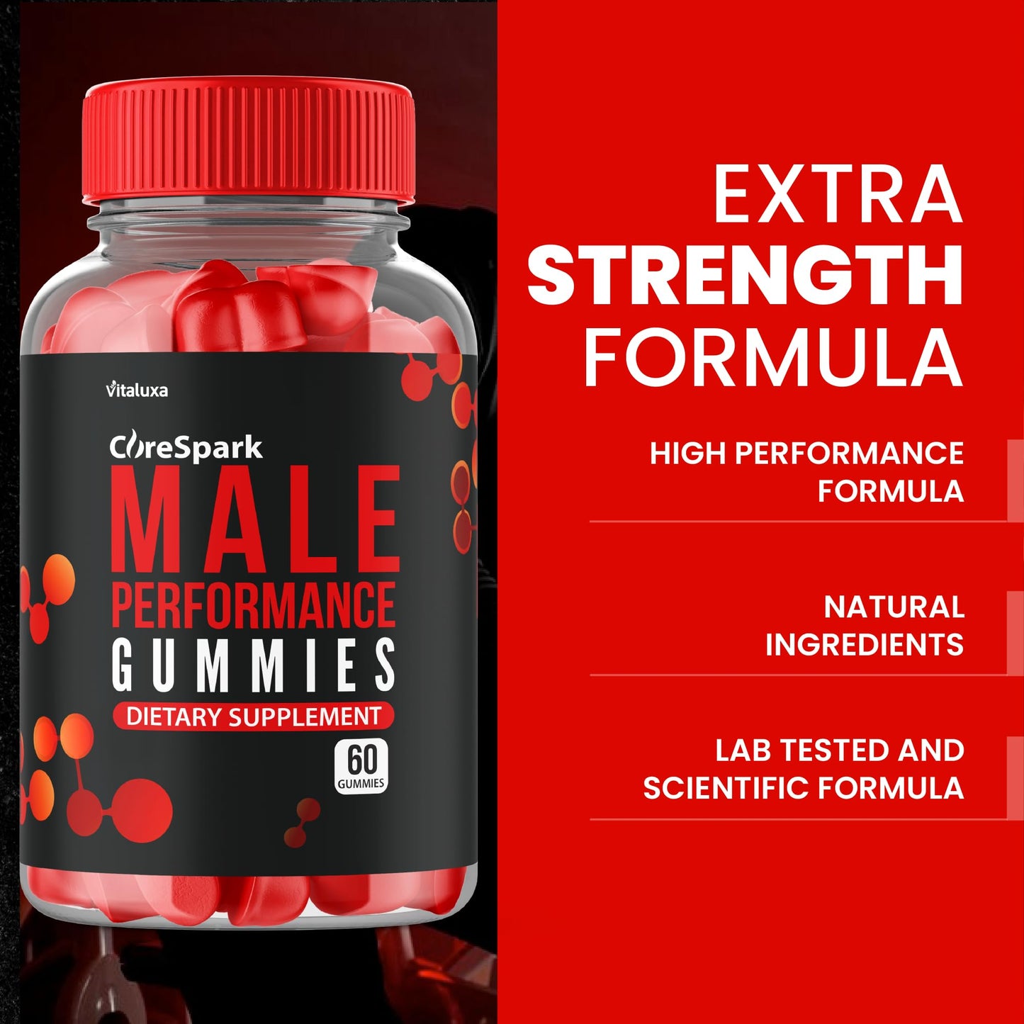 Vitaluxa Core Spark Gummies Maximum Strength Daily Advanced Performance Blend Vitamin Support for Men - 120 Gummies