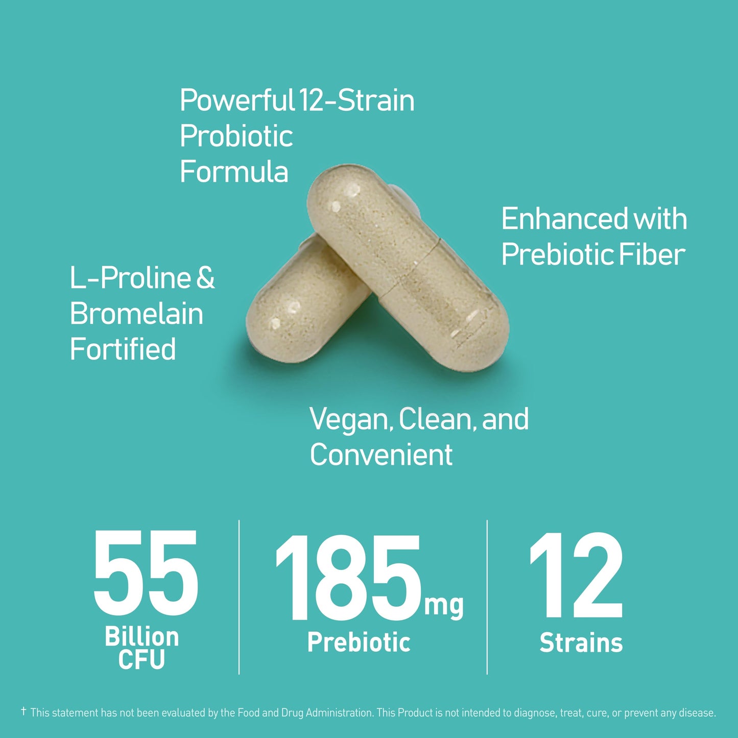NANOWELL 55B Probiotics with Digestive Enzymes for Immune Support & Gut Health Capsules, 30 Count