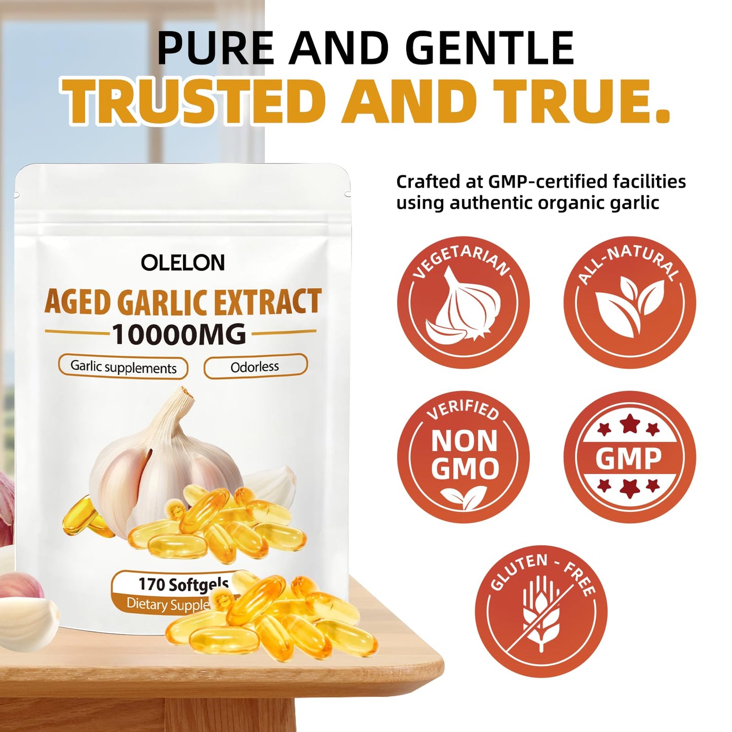 OLELON Aged Garlic Extract Softgels 170 Count